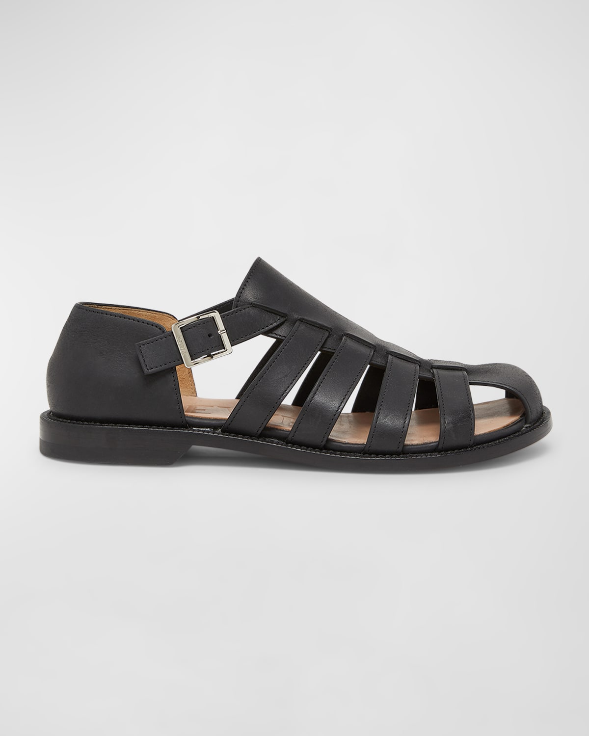 Shop Loewe Campo Leather Fisherman Sandals In Black