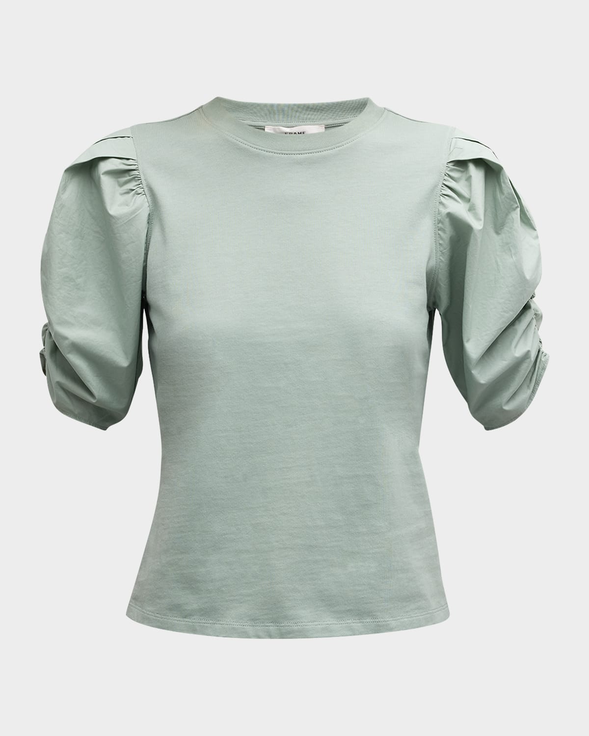 Frame Pleated Puff-sleeve Tee In Neutral