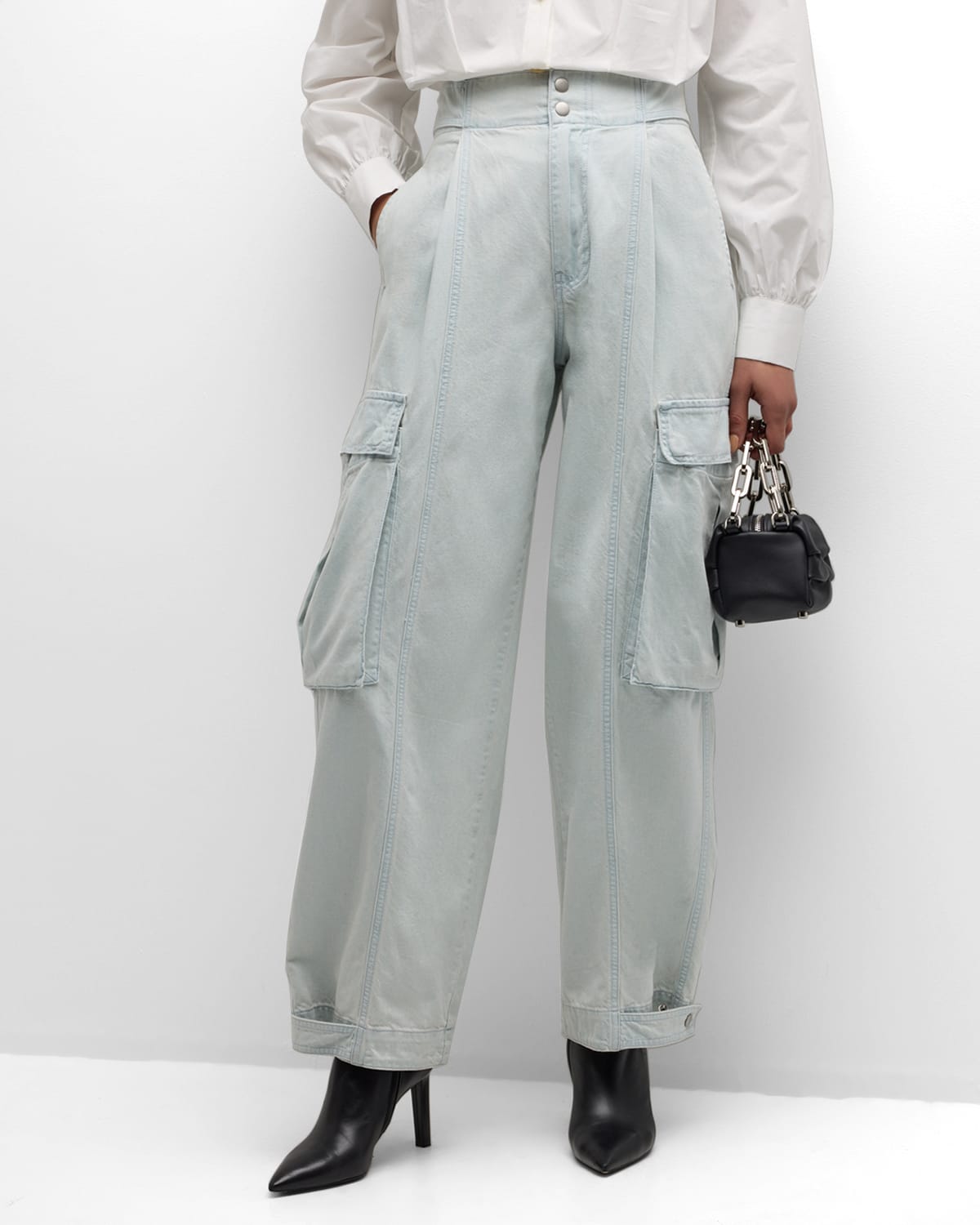 Shop Frame Wide-leg Cargo Pants In Thrill
