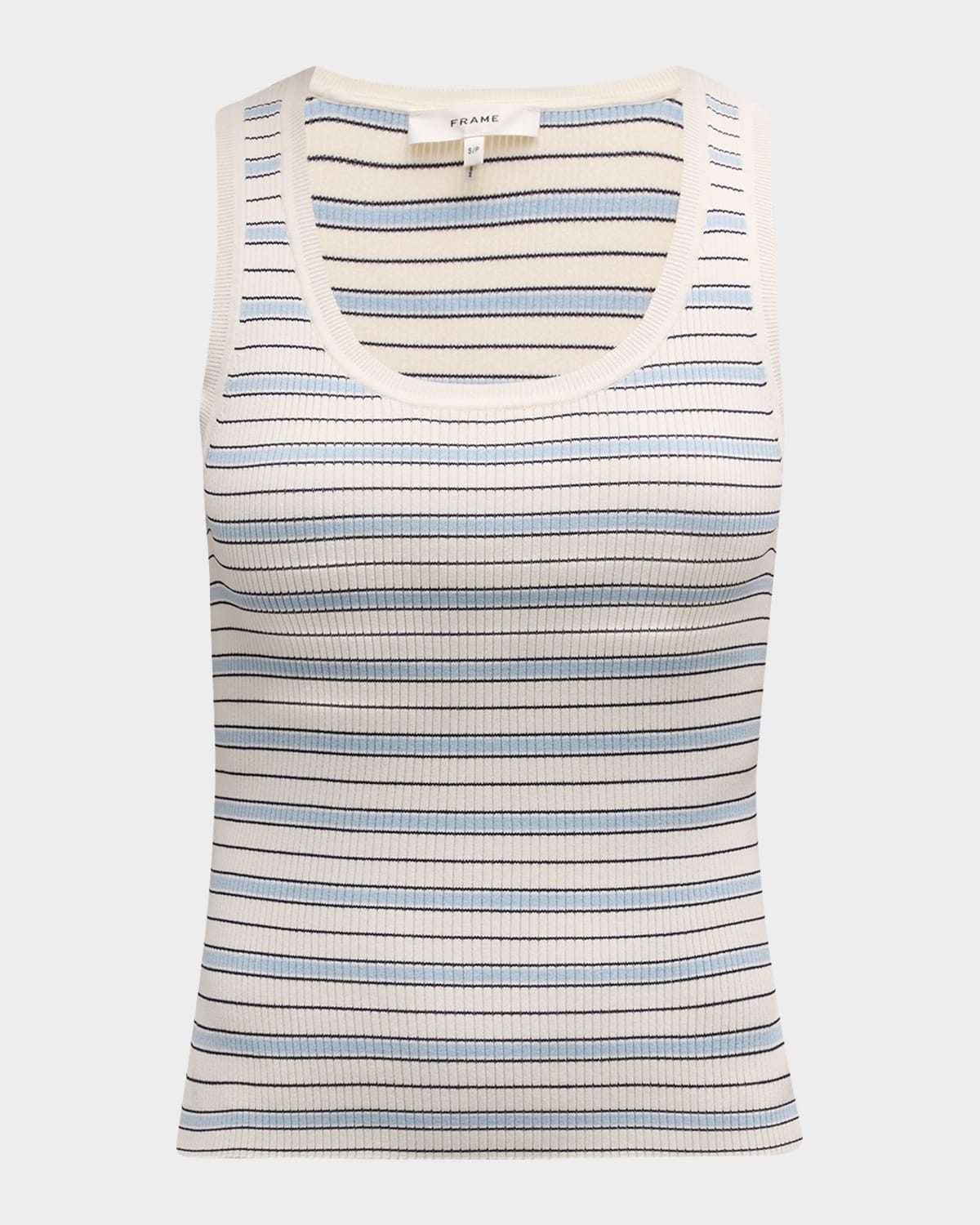 Frame Stripe Rib Tank In Light Blue Multi
