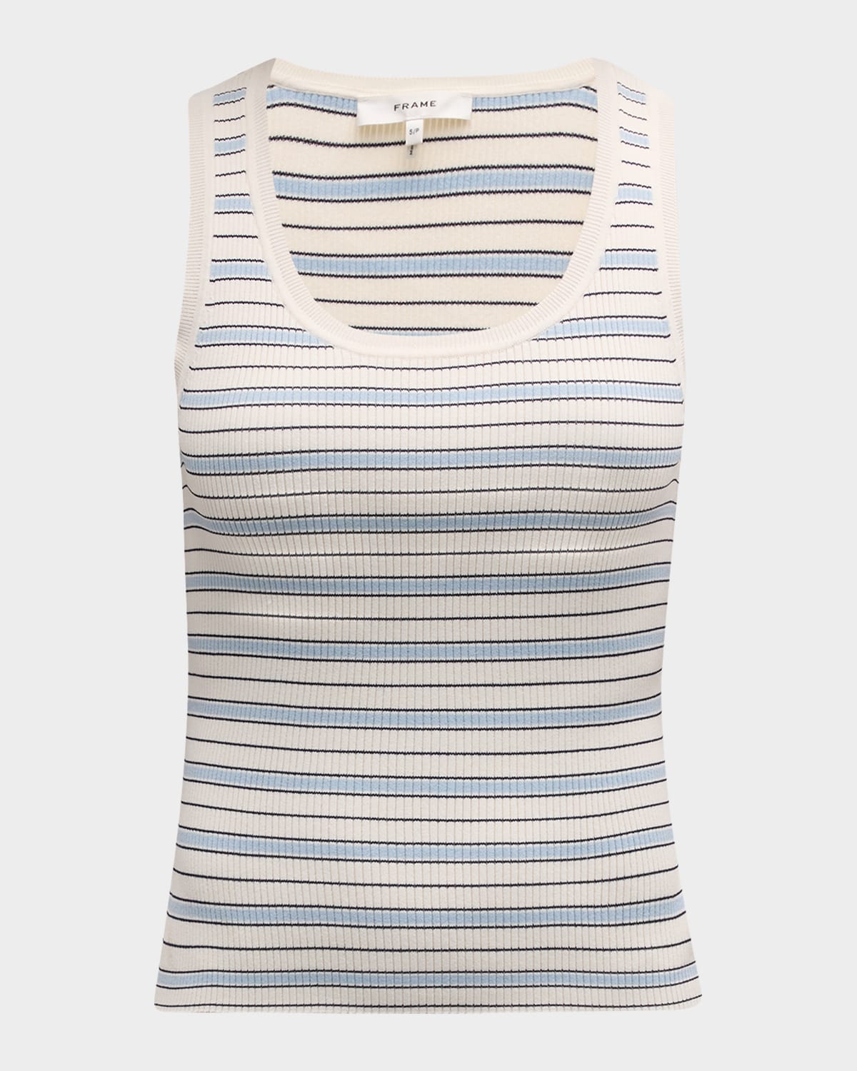 Frame Striped Sweater Tank Top In Light Blue Multi