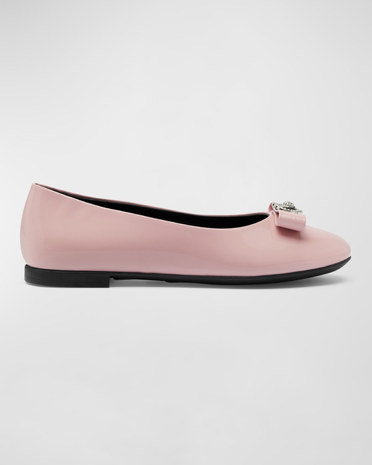 Shop Versace Girl's Goat Leather Ballet Flats, Toddler In English Rose
