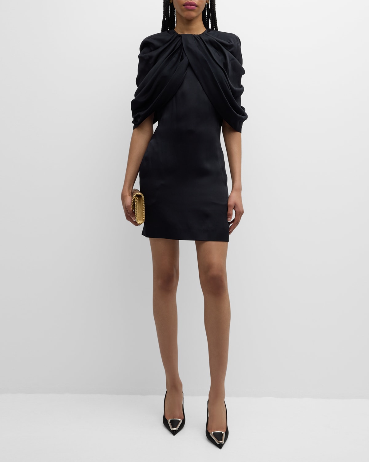 Shop Stella Mccartney Draped Mini Dress In Black