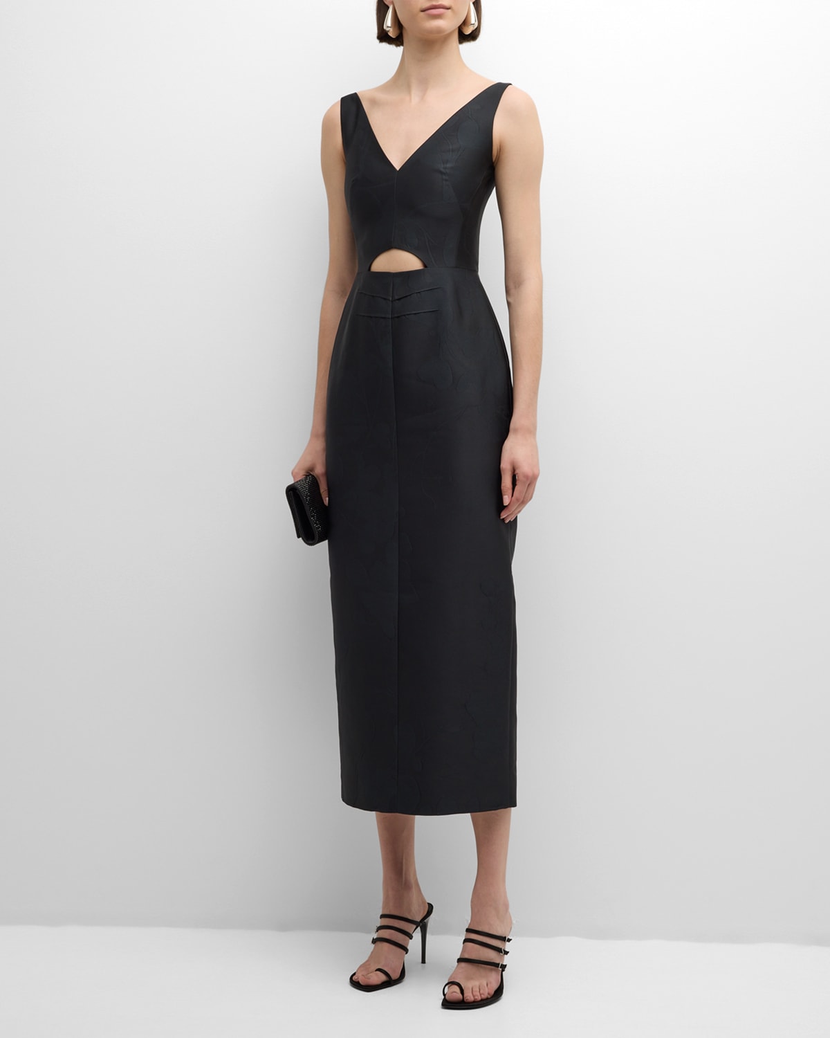 Shop Emilia Wickstead Ilyse Cutout Midi Dress In Black