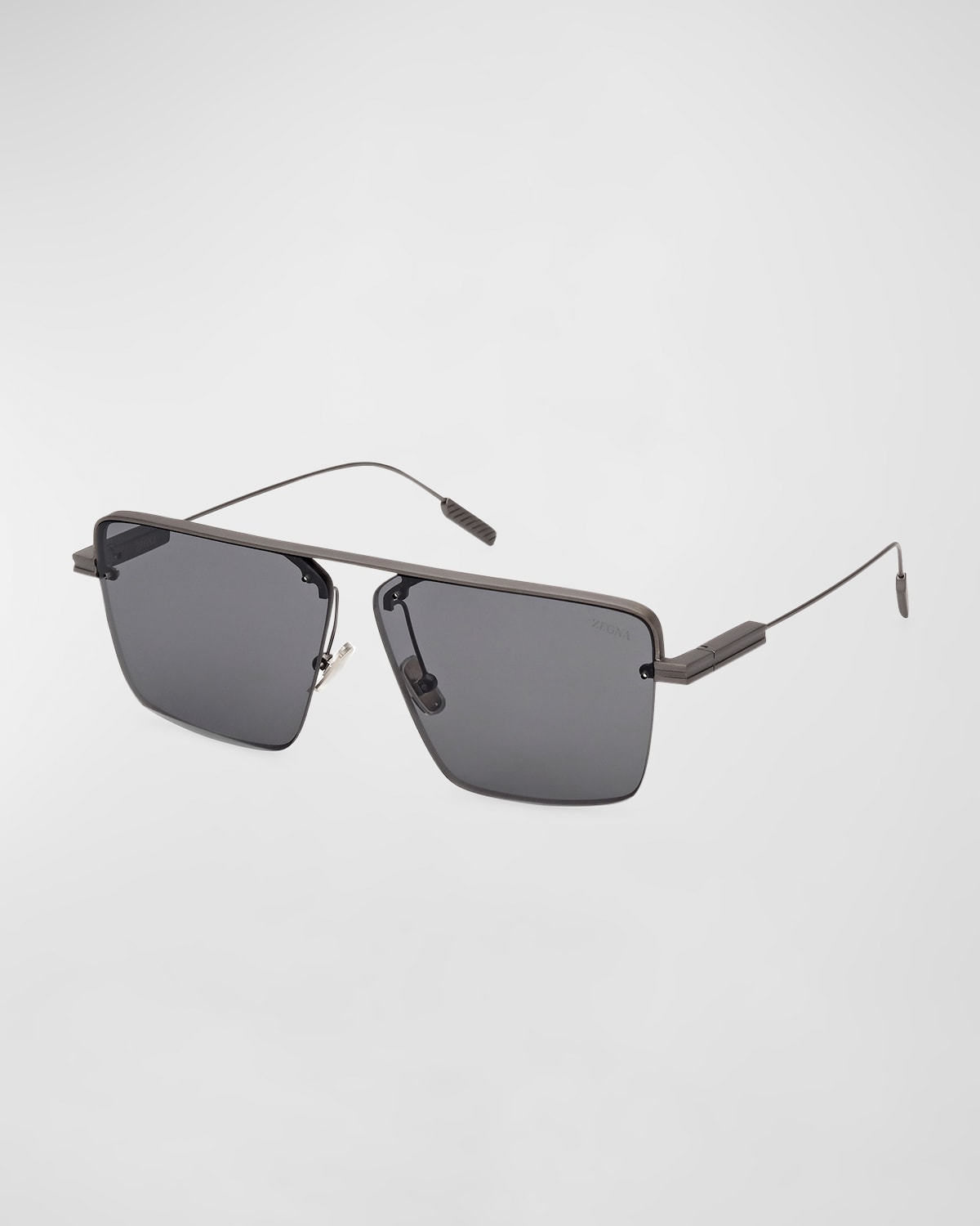 Shop Zegna Men's Metal Square Sunglasses In Grey Smoke