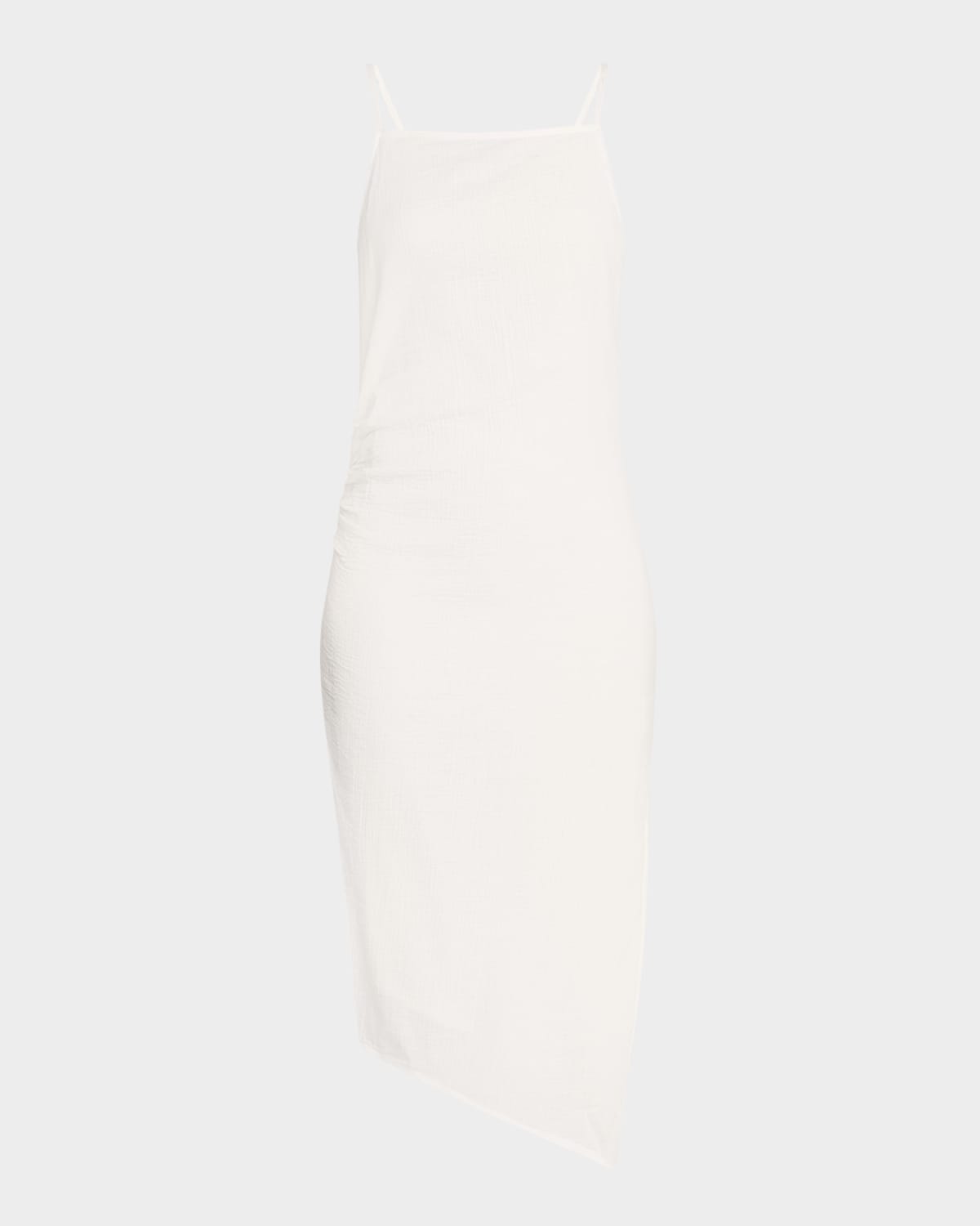 Lamarque Macaria Asymmetric Cotton Knit Midi Dress In Off White