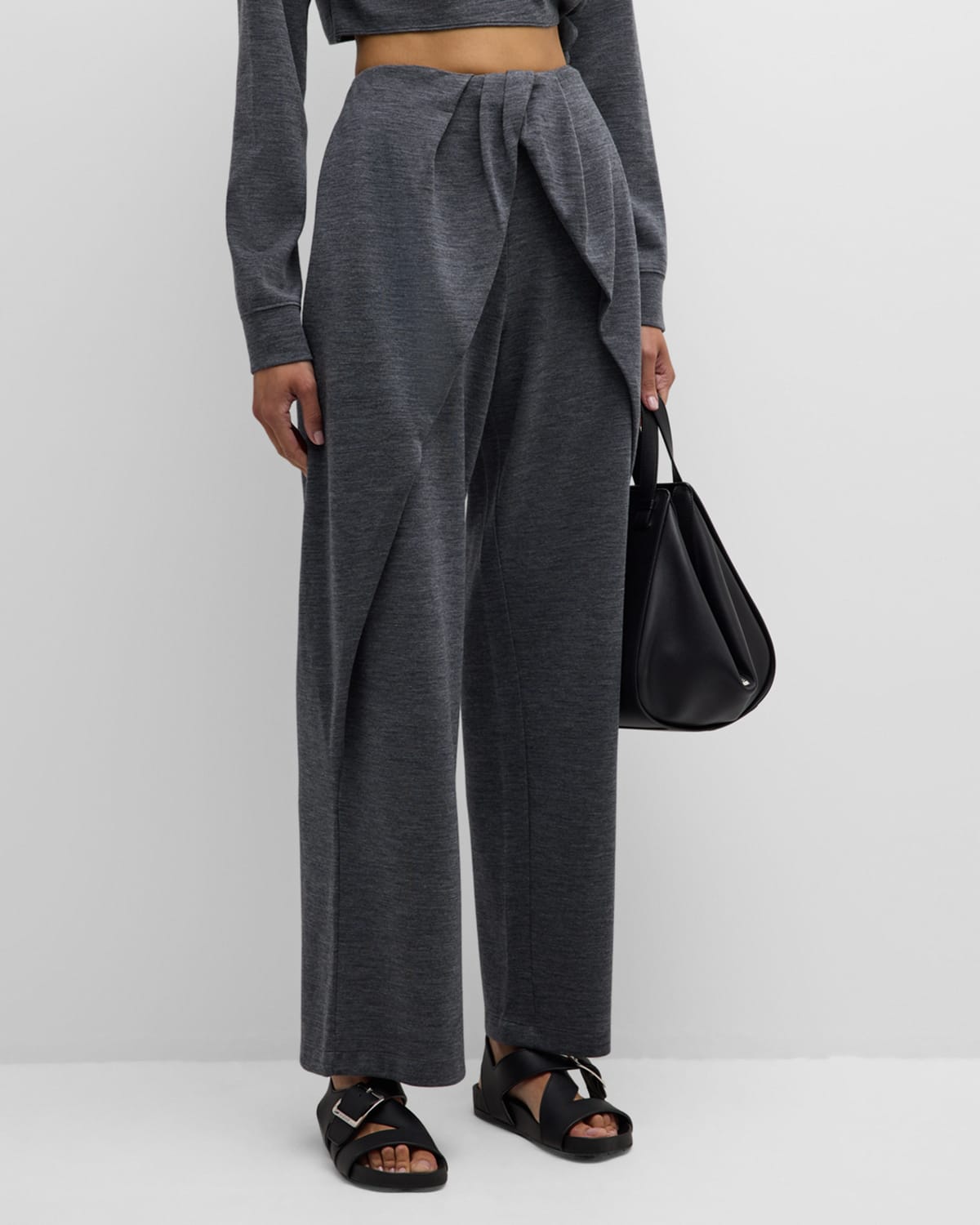 Loewe Wide-leg Draped Pants With Knot Detail In Blue