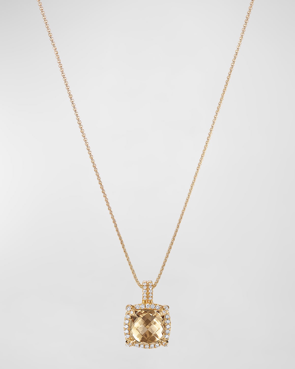 David Yurman Chatelaine Pave Bezel Pendant Necklace with Gemstone and Diamonds in 18K Gold, 9mm