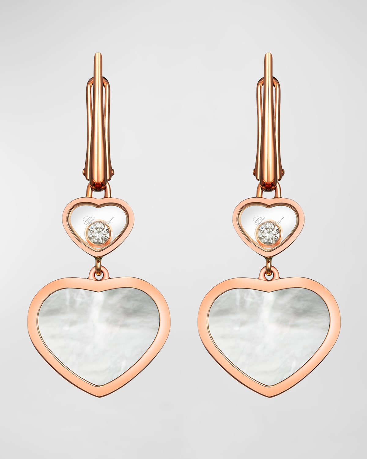 Happy Hearts 18K Rose Gold Mother-of-Pearl & Diamond Earrings
