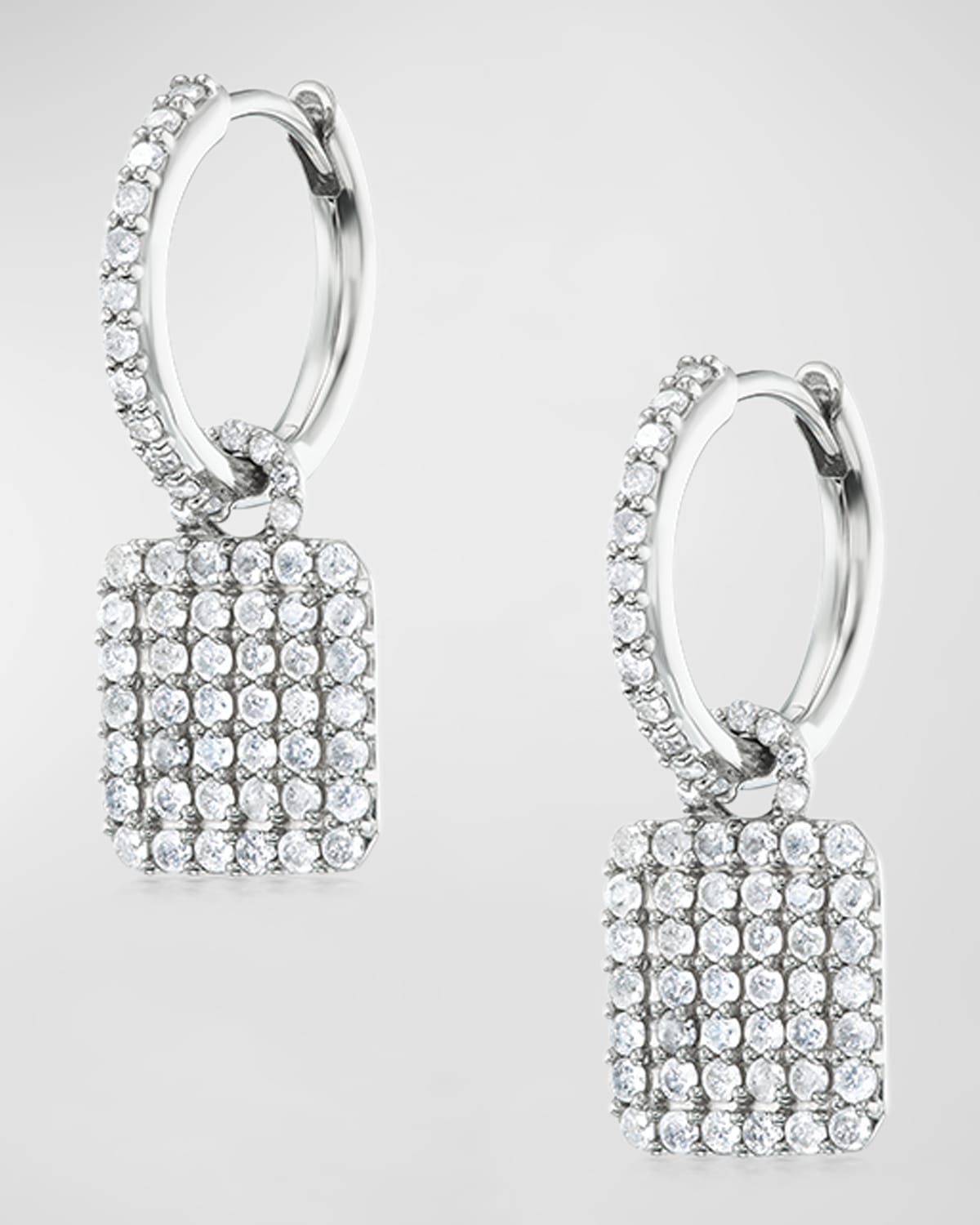 Pave Diamond Shield On Huggie Earrings