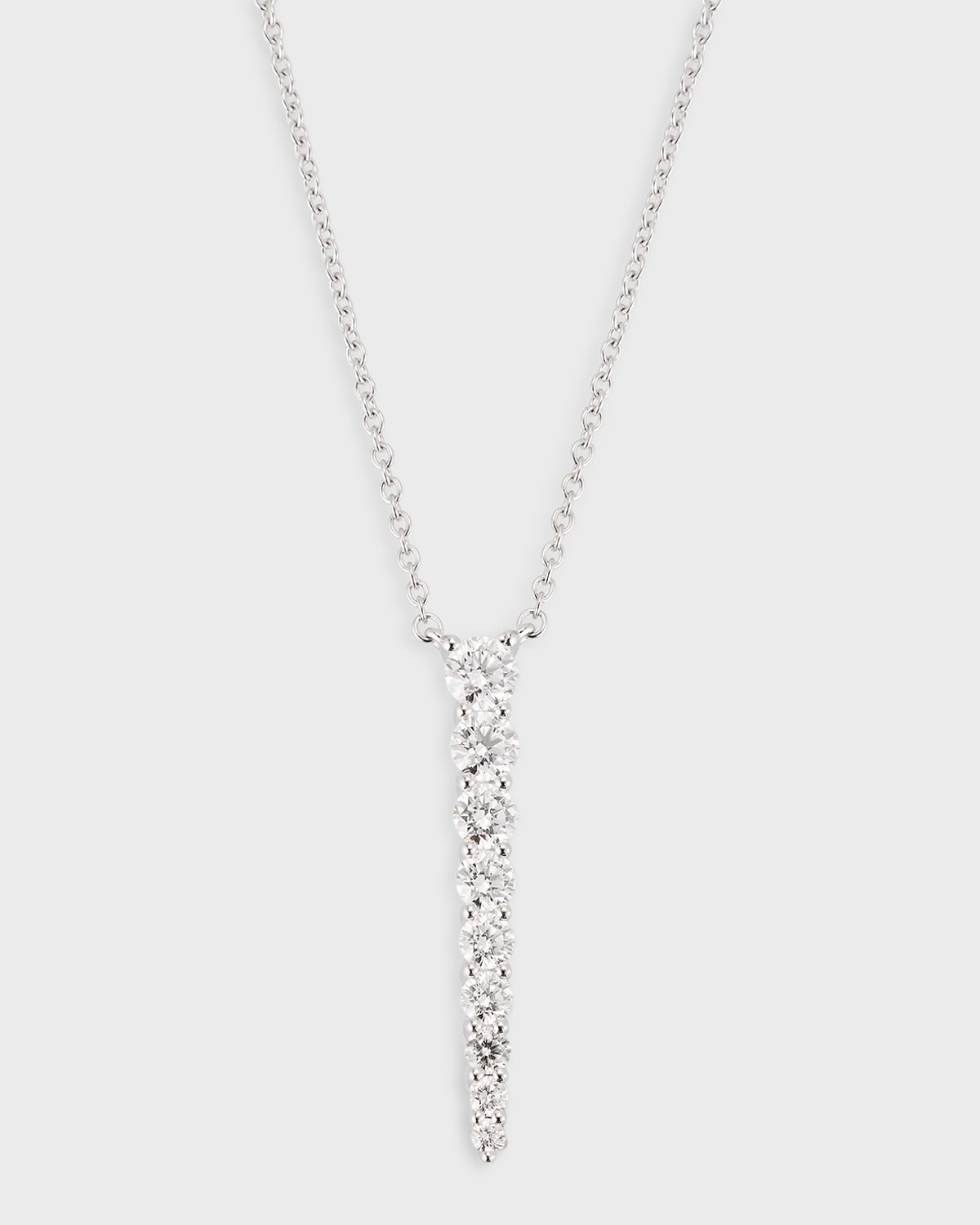 18K White Gold Diamond Pendant Necklace, 16-18"L, 0.86tcw