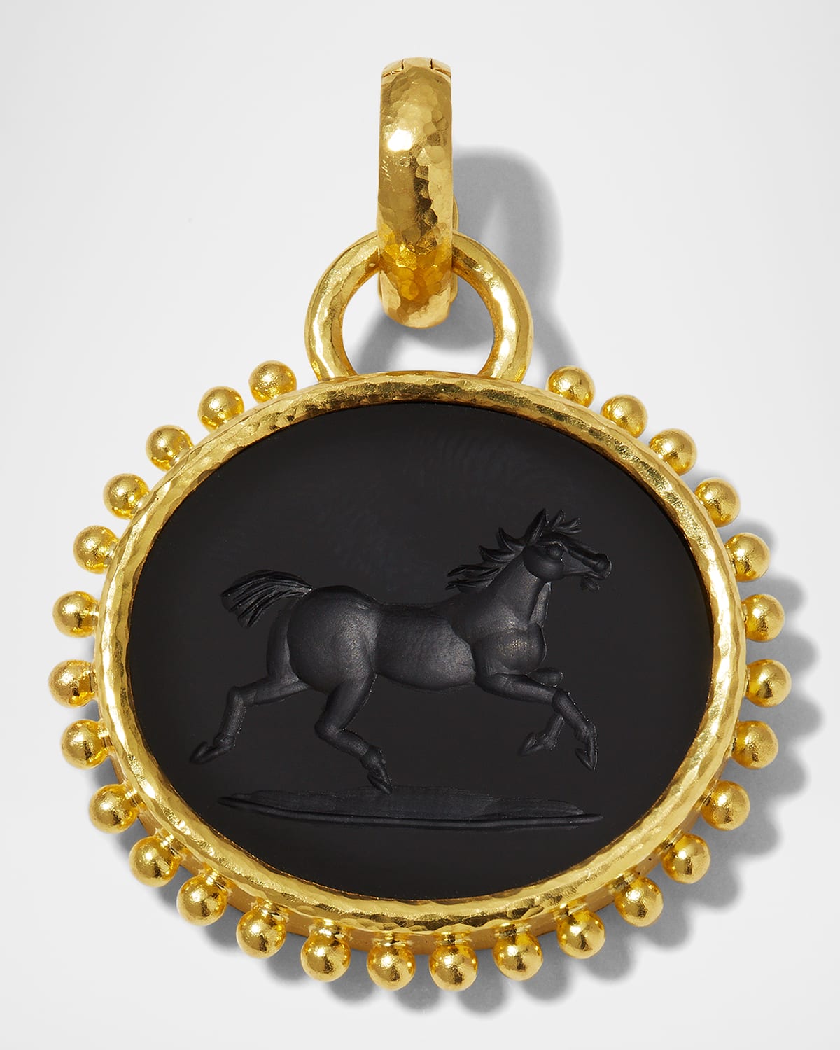 19K Onyx Running Horse Pendant