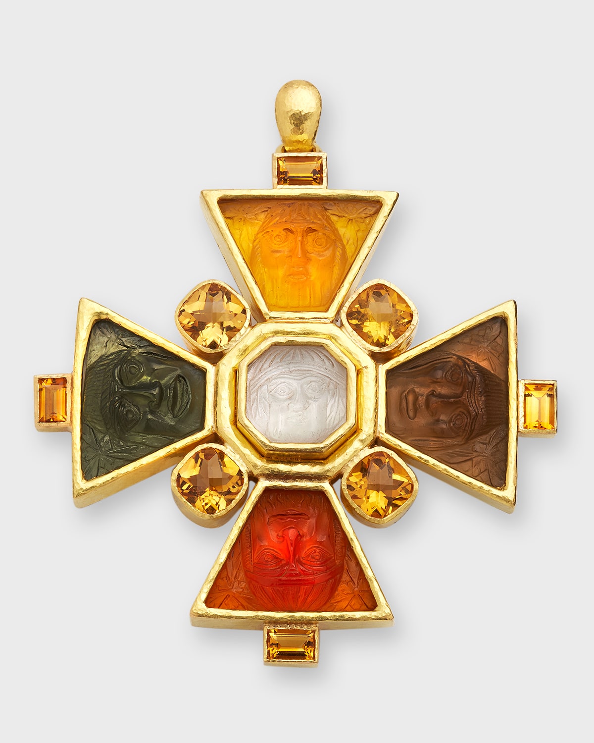 19K Yellow Gold Maltese Cross Brooch Pendant