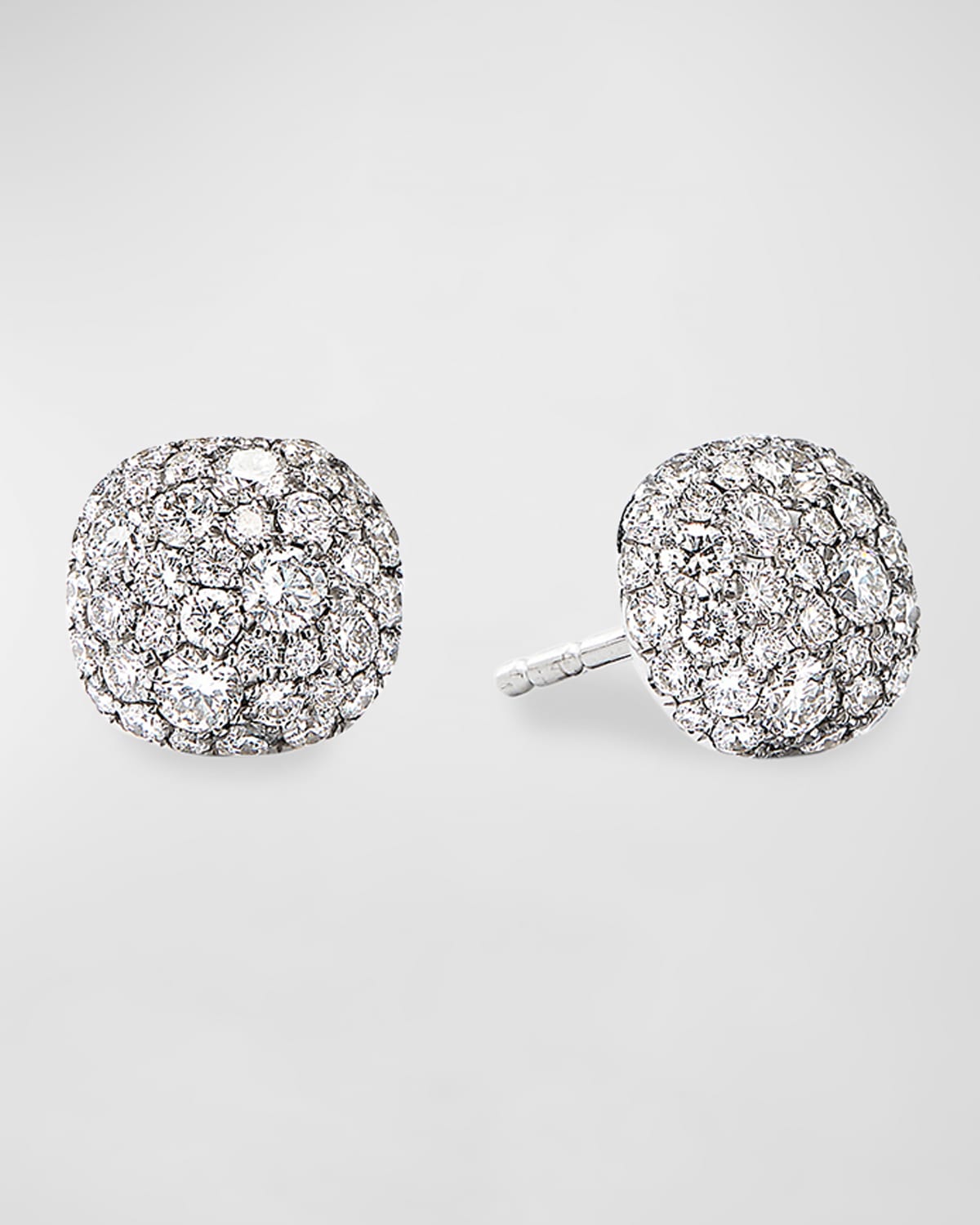 David Yurman 18k White Gold Diamond Small Cushion Stud Earrings