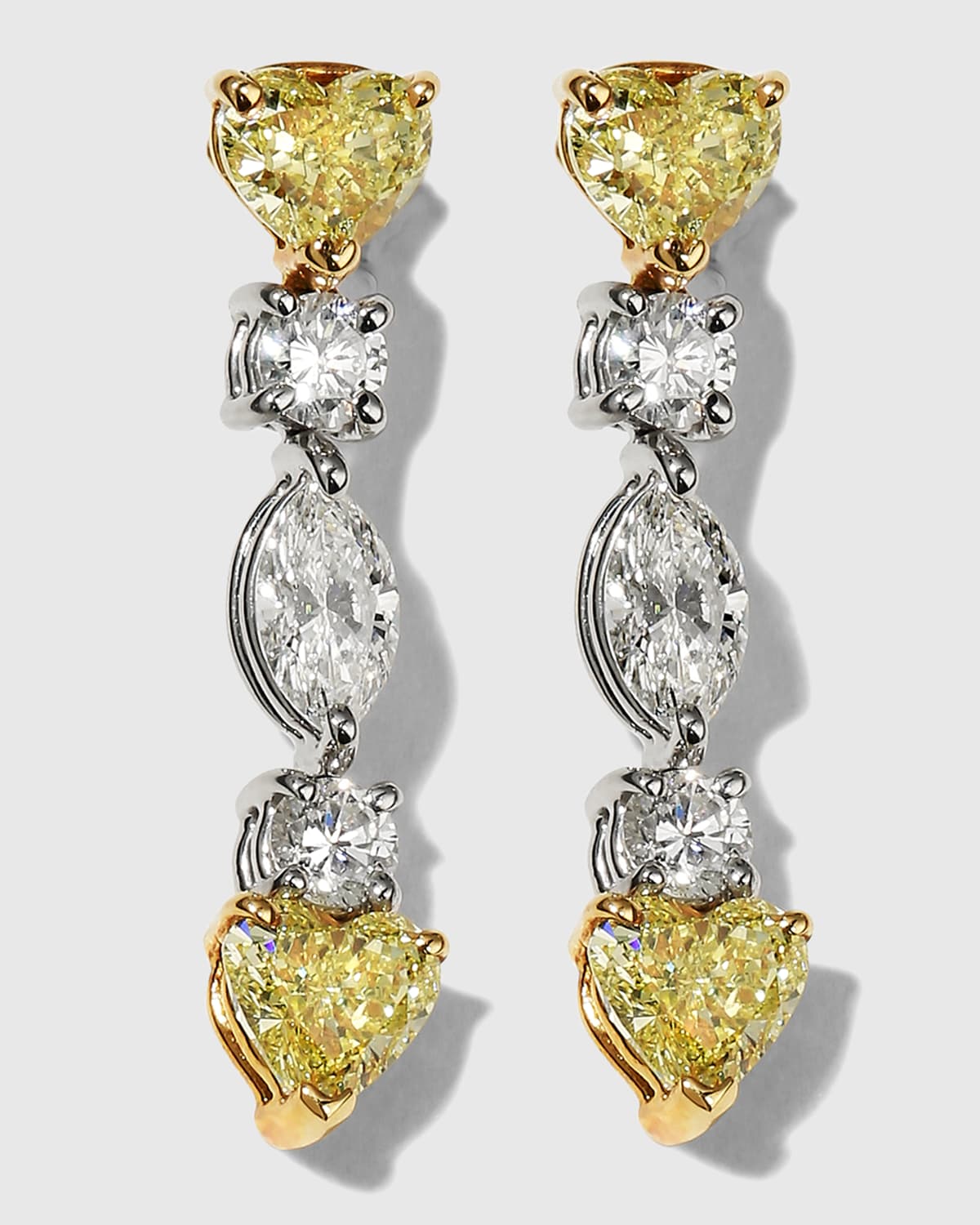 Platinum Fancy Yellow and White Diamond Earrings