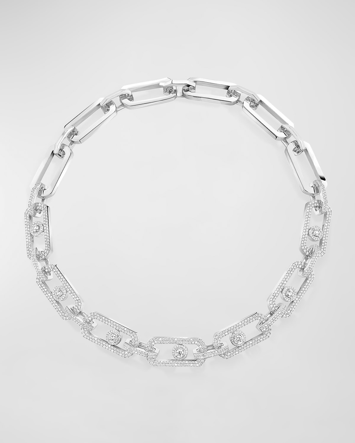 Messika So Move Xl Pave Diamond Necklace In 18k White Gold In 10 White Gold