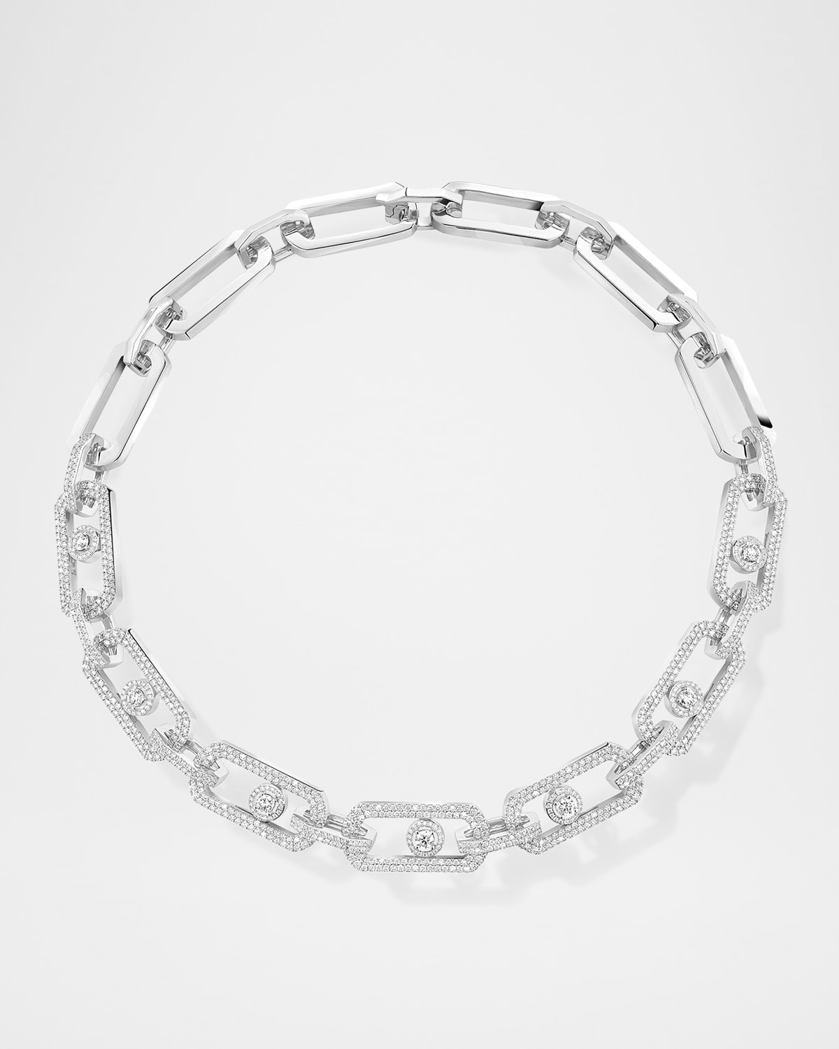 Messika So Move Xl Pave Diamond Necklace In 18k White Gold In 10 White Gold