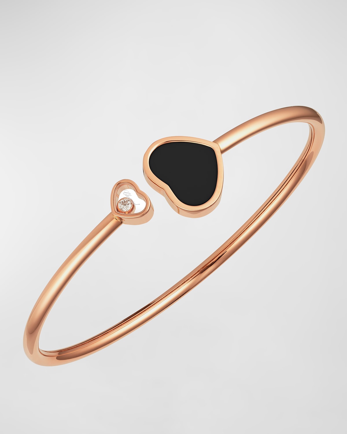 Happy Hearts 18K Rose Gold Onyx Bangle