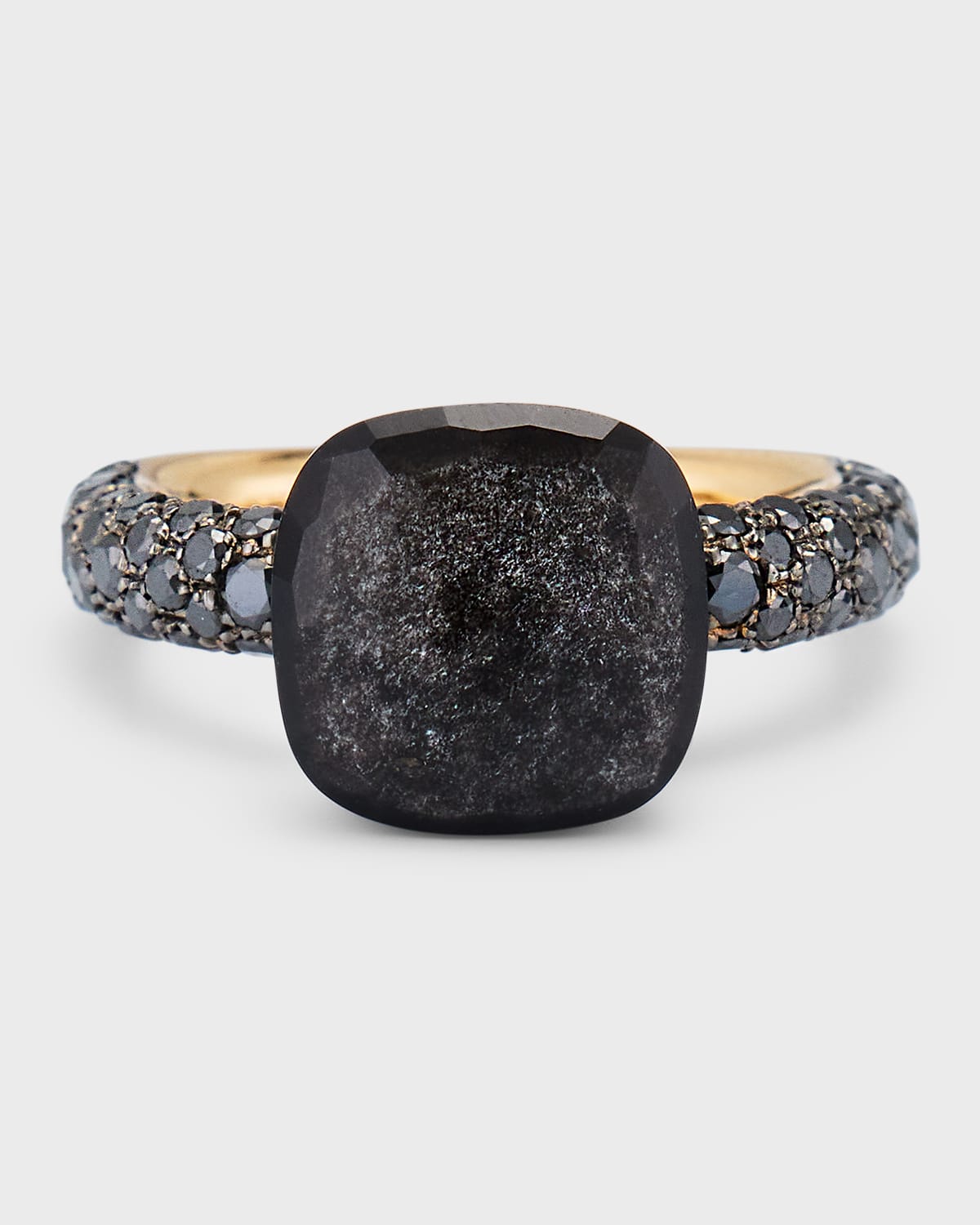NUDO 18k Rose Gold/Titanium Obsidian & Black Diamond Ring, Size 51