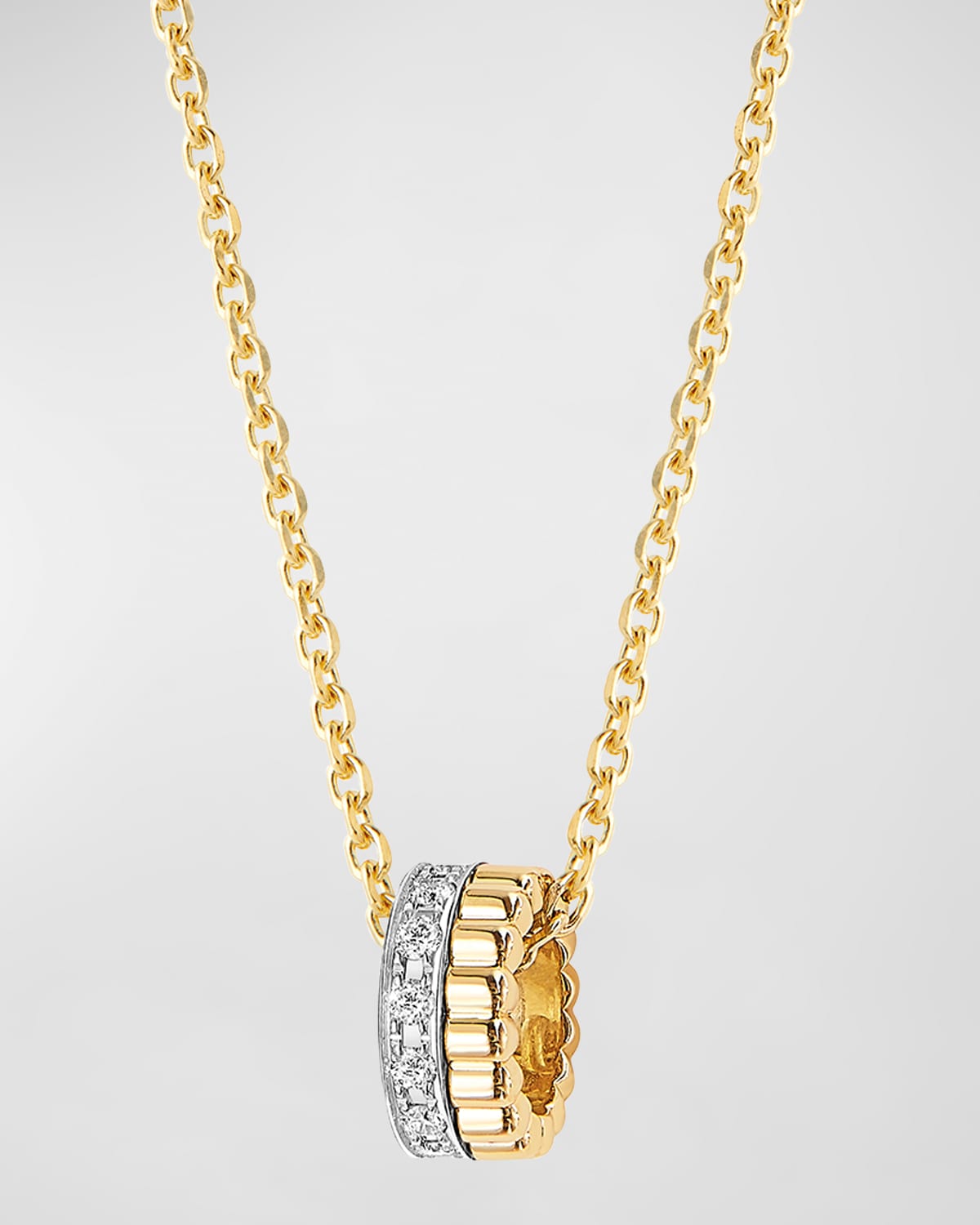 Mini Quatre Radiant Edition Pendant Necklace in Yellow Gold, White Gold and Diamonds