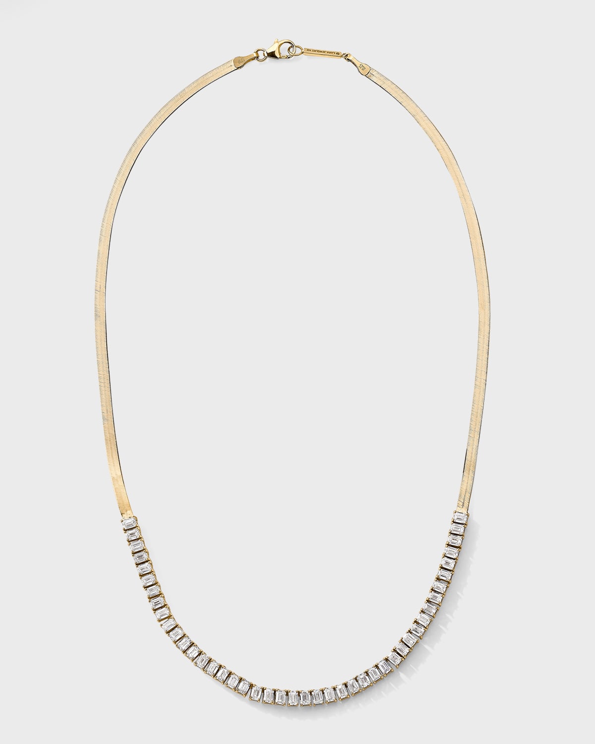 3mm Emerald-Cut Tennis Necklace, 16"L