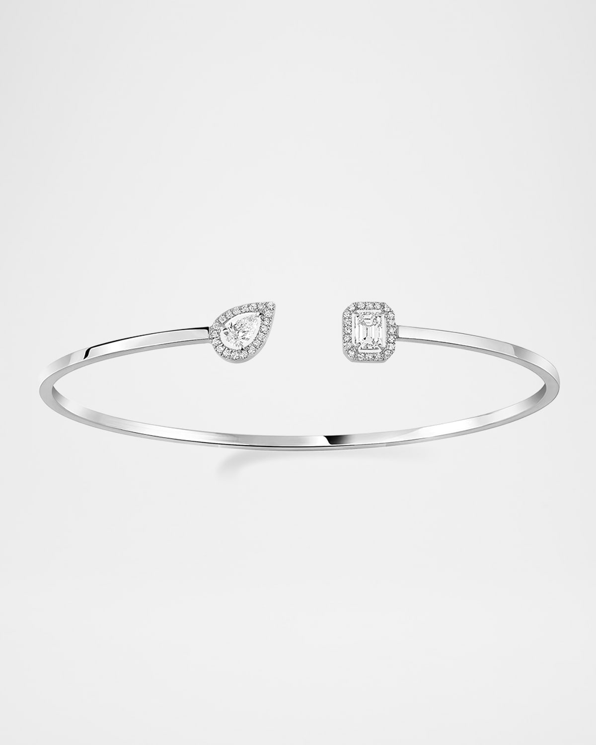 Messika 18k White Gold My Twin Thin Bangle Bracelet In 10 White Gold