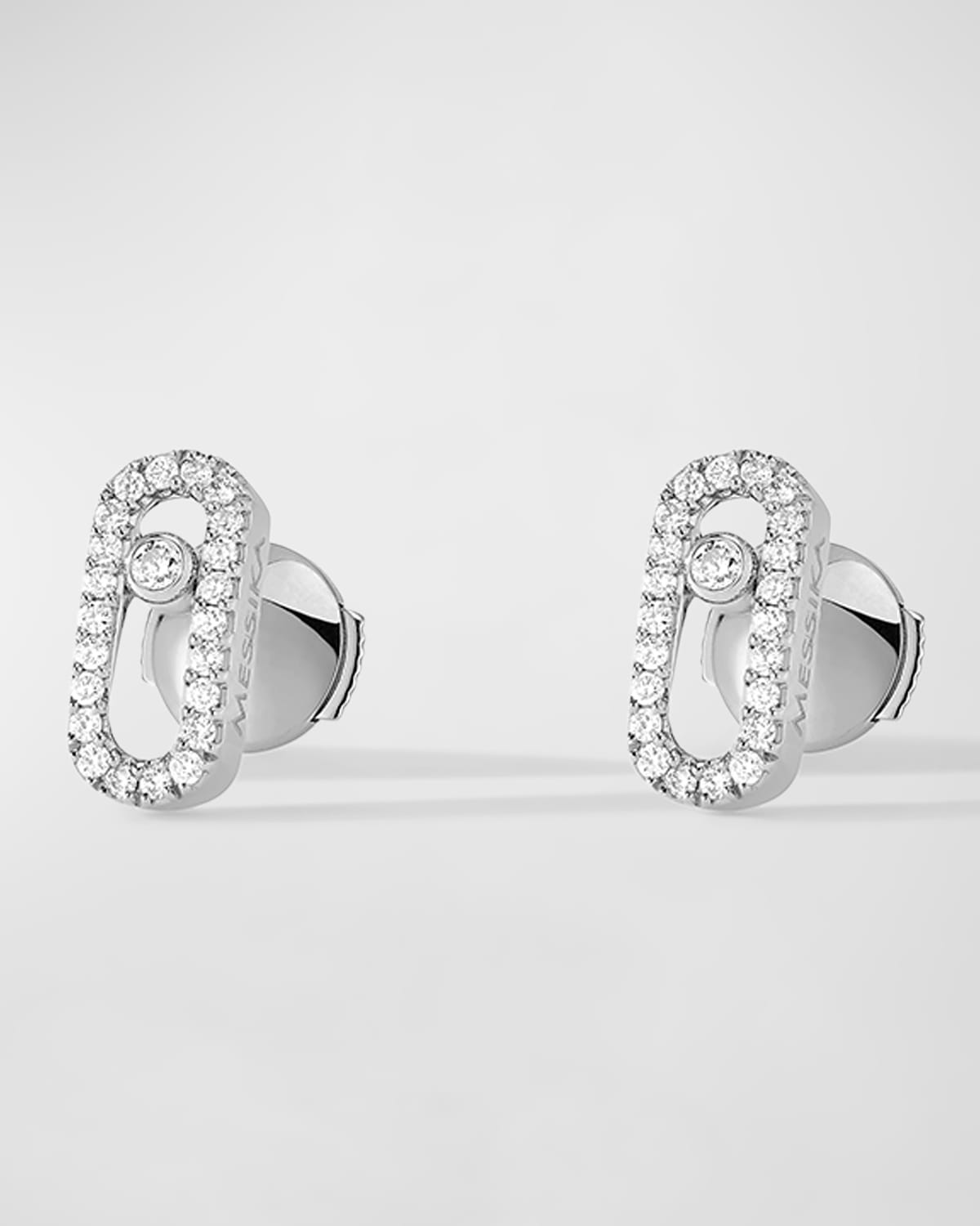 Move Uno 18K White Gold Diamond Stud Earrings