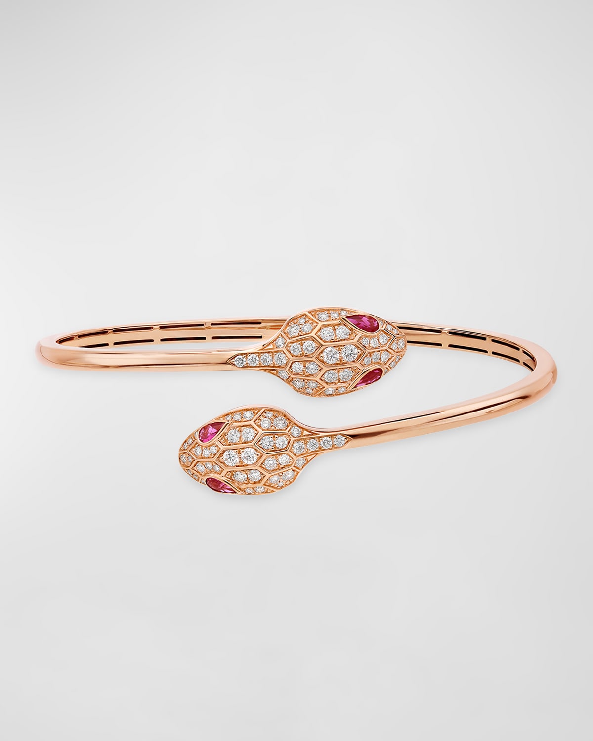 Serpenti Bypass Bracelet in 18k Rose Gold and Diamonds, Size M
