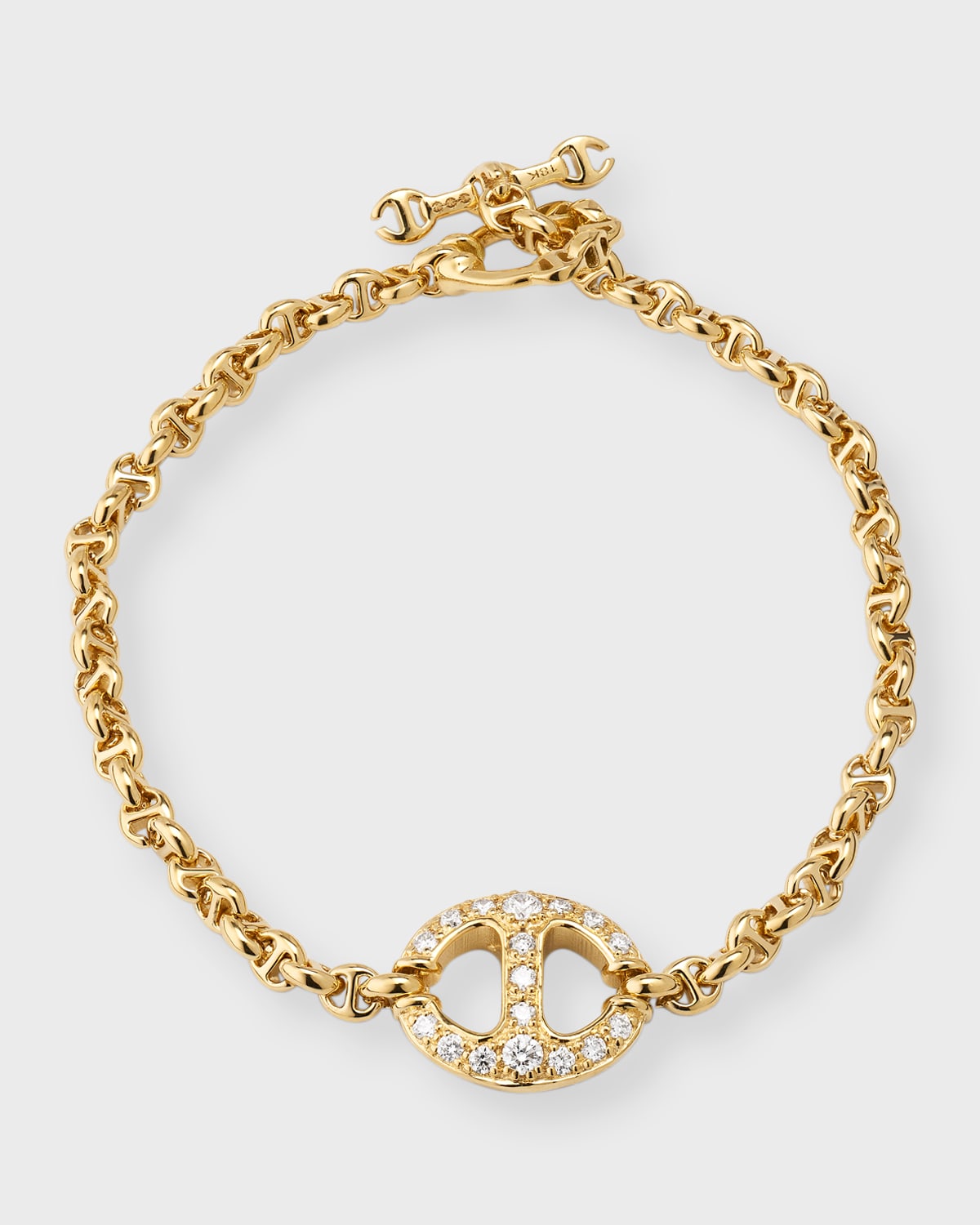 18K Yellow Gold Micro Chain Bracelet with Diamonds