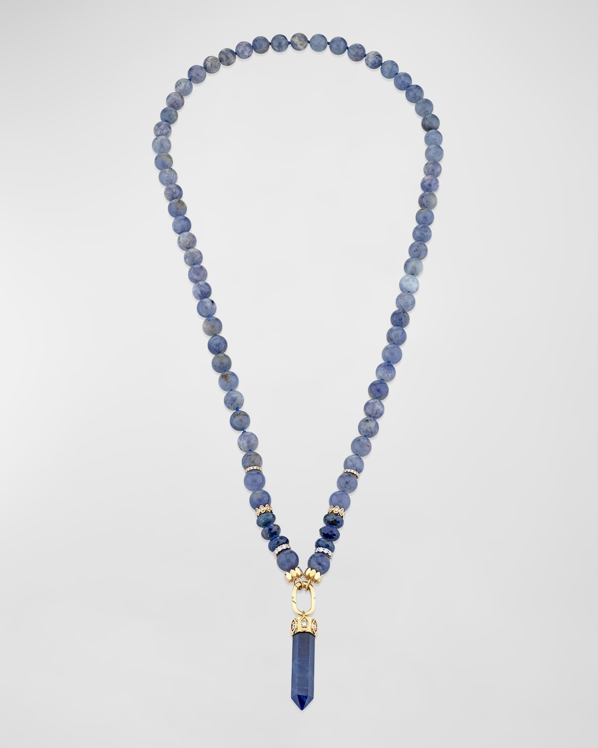 Sydney Evan Sapphire Crystal And Diamond Bead Necklace In Purple