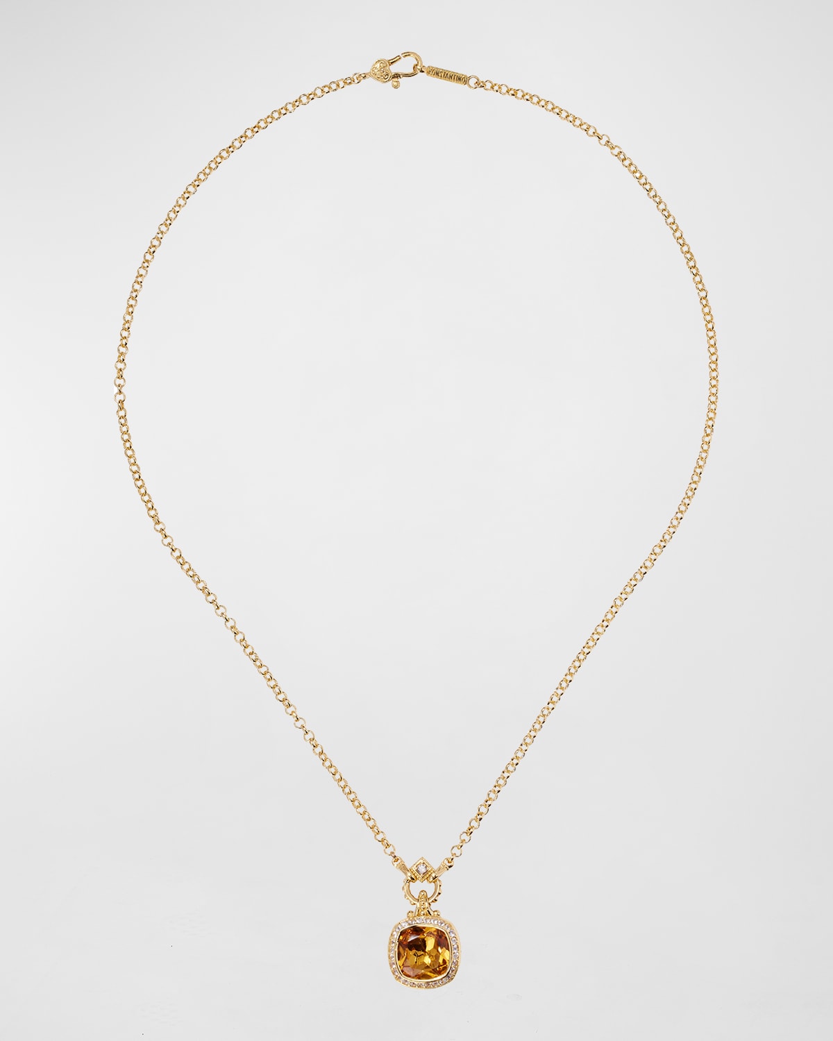 Brown Diamond, Citrine and White Topaz Necklace, 18"L