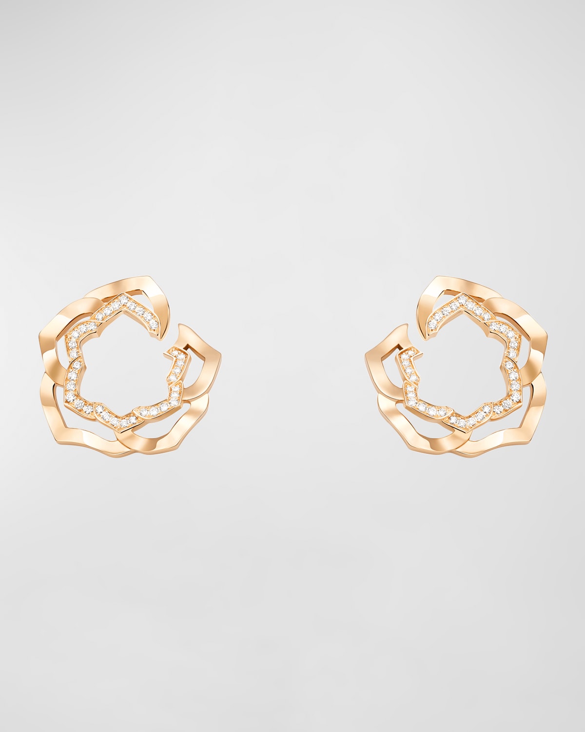 18k Rose Gold Diamond Rose Earrings