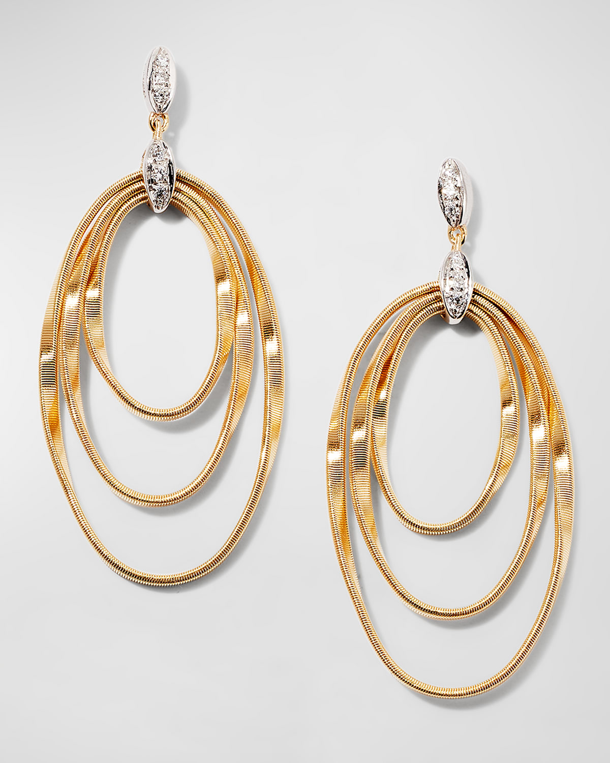 Estate Dunay 18K Yellow Gold Faceted Swirl Clip-On Earrings