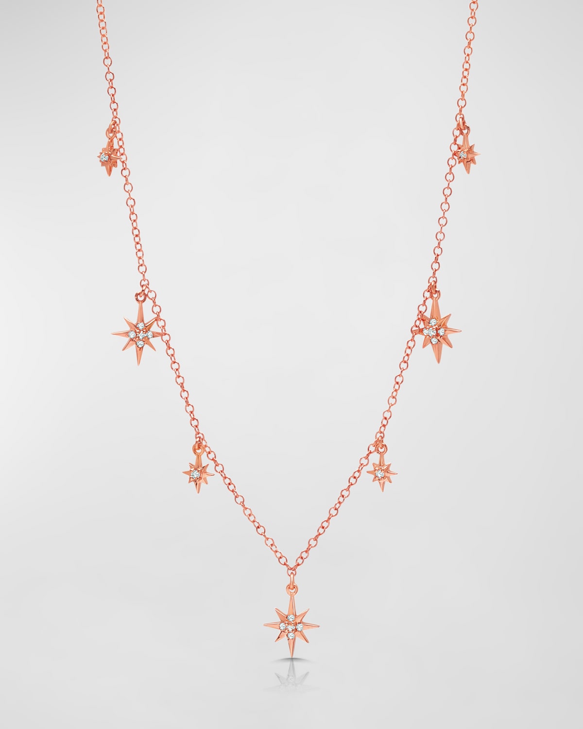 18k Rose Gold Starburst Diamond Station Necklace