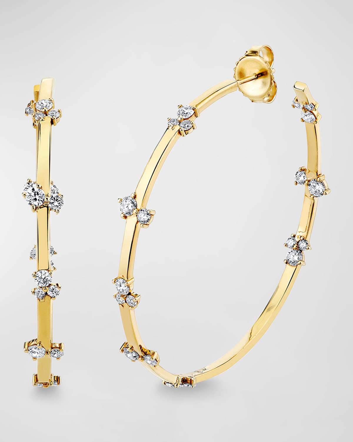 Sydney Evan 14k Yellow Gold Diamond Large Cocktail Bar Hoops