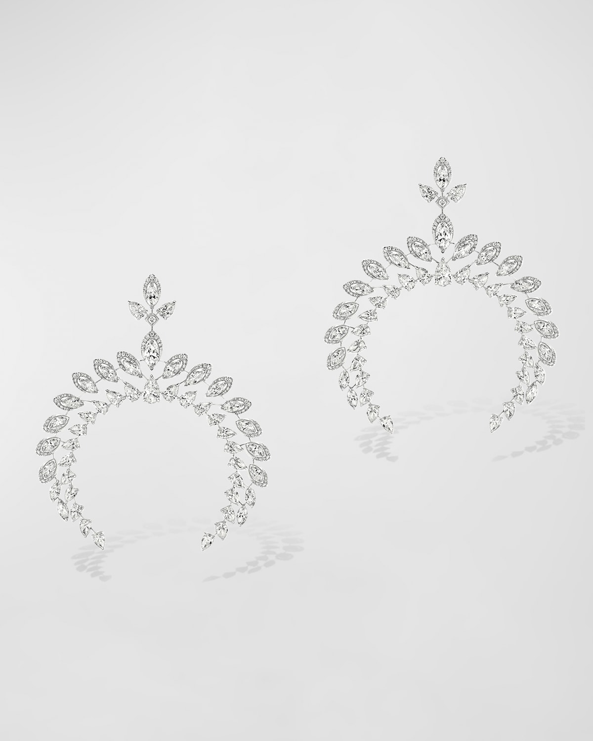 Desert Bloom 18K White Gold Diamond Crescent Earrings