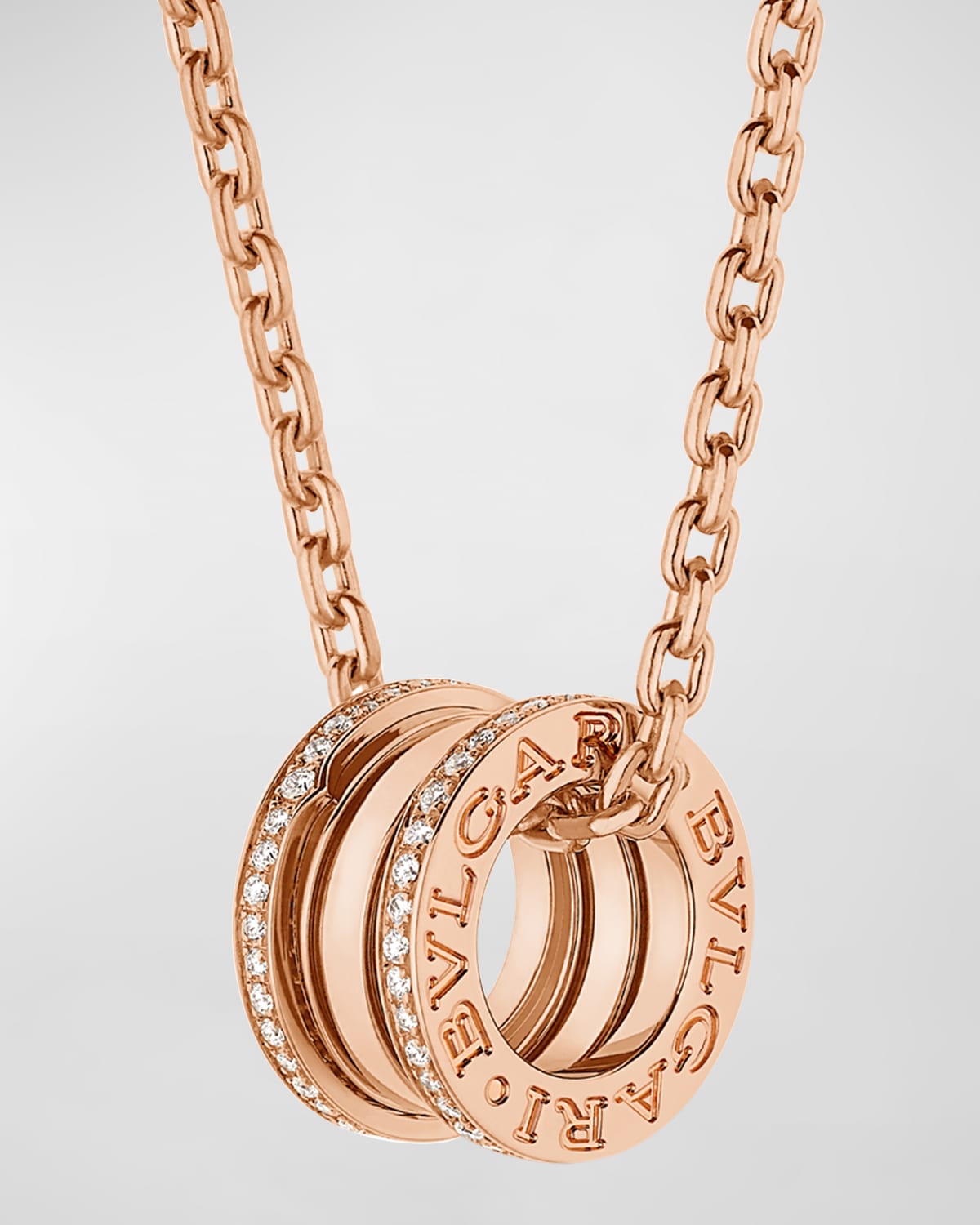 B. Zero1 18K Rose Gold Pave Pendant Necklace