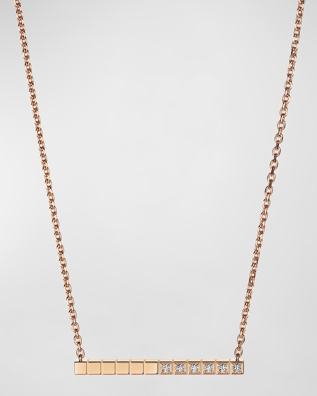 Ice Cube 18K Rose Gold Diamond Bar Necklace