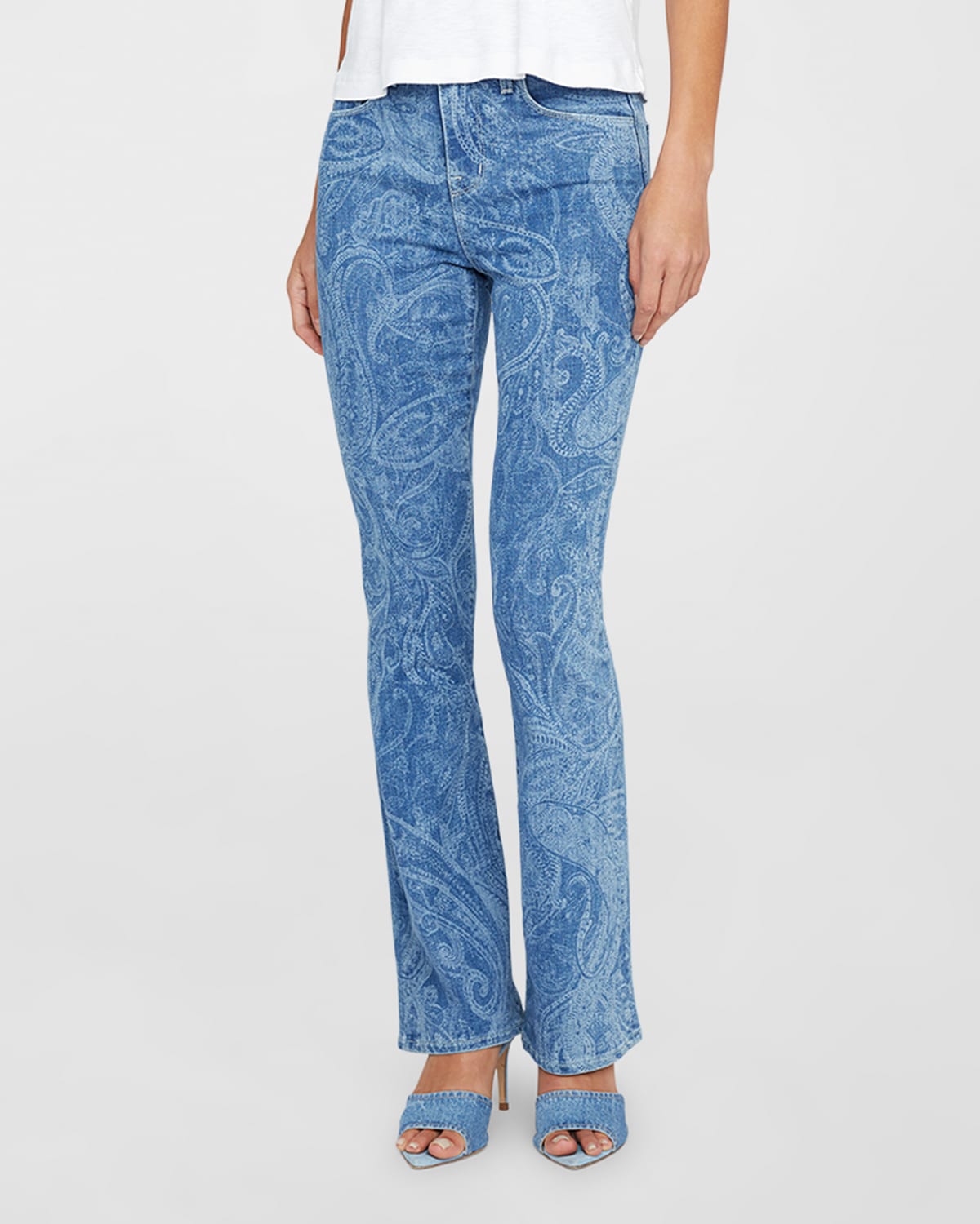 Shop L Agence Stassi High-rise Sleek Baby Bootcut Jeans In Paisley Laser