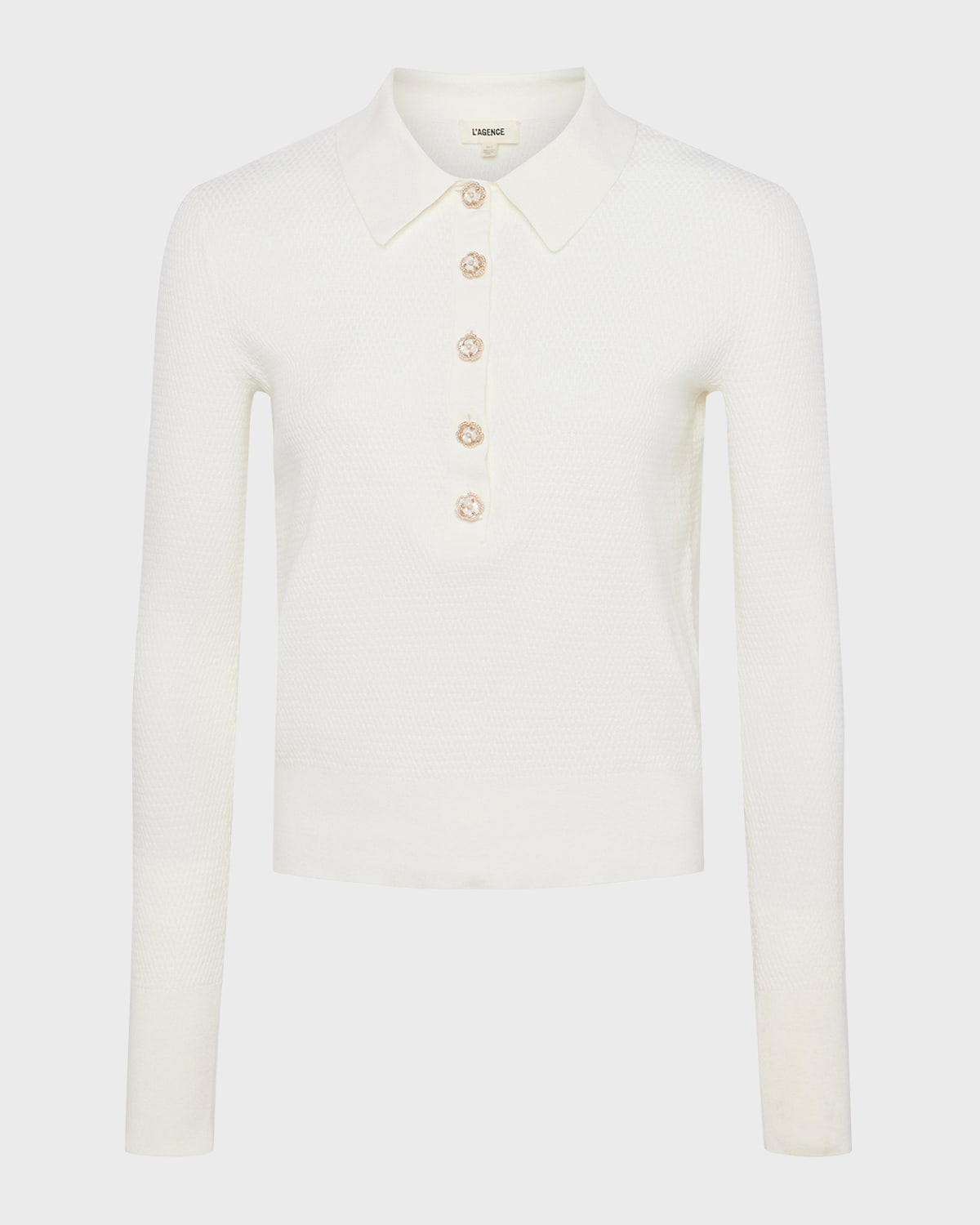 L Agence Sterling Jewel-button Sweater In Ivory Jewel Btn