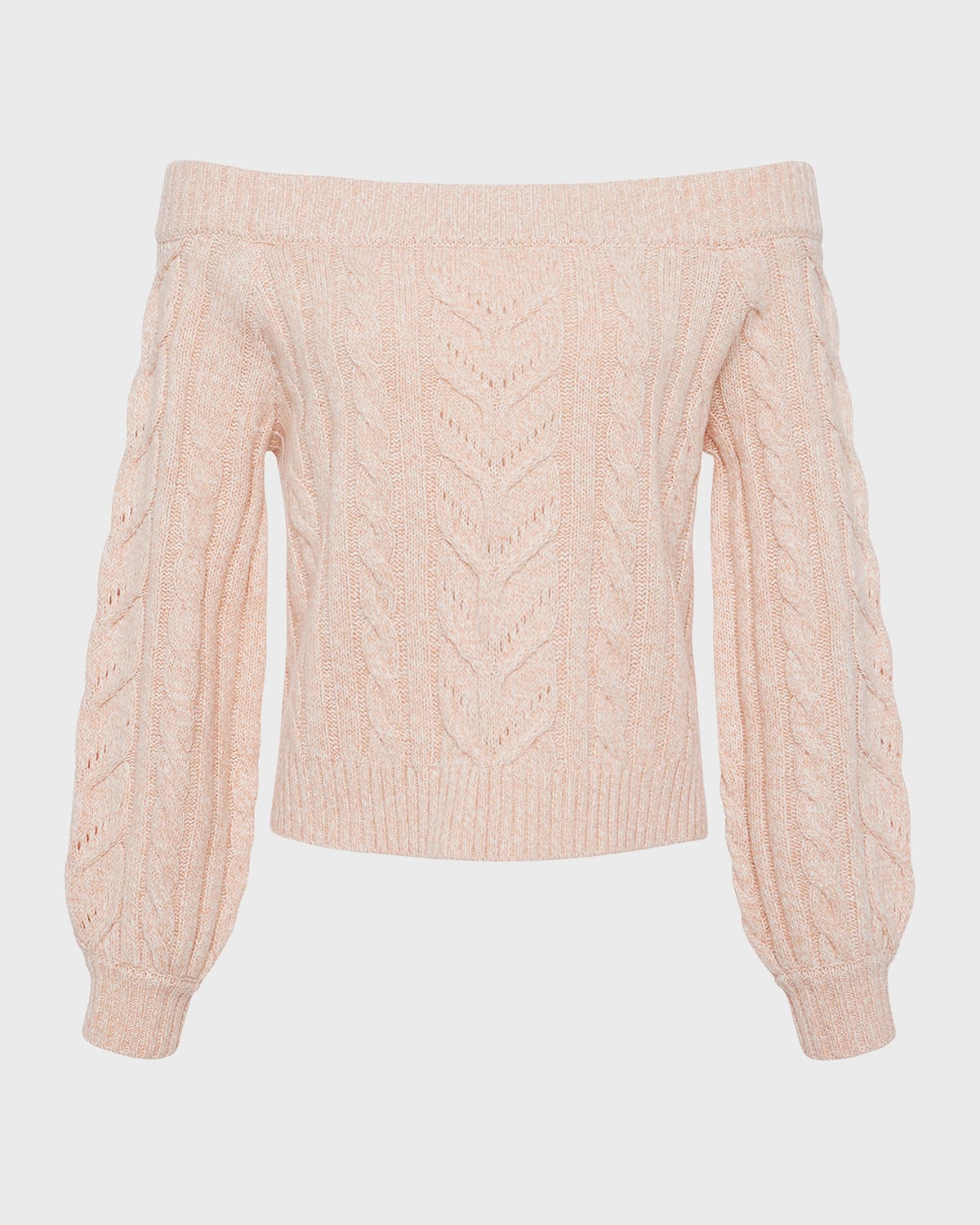 L Agence Vest Cable-knit Off-the-shoulder Sweater In Pale Nude