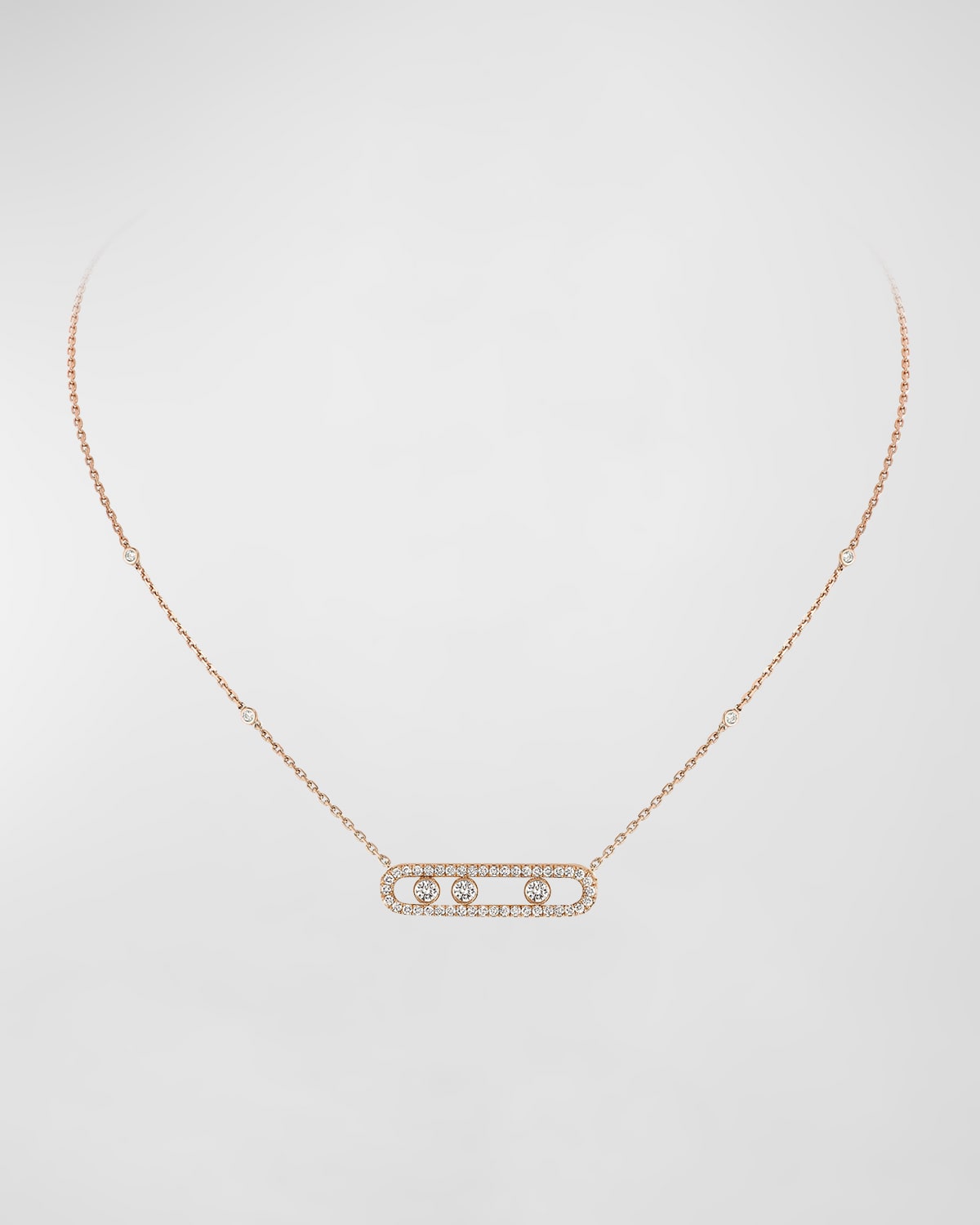 Messika Move Pink Gold Diamond Pave Necklace In 15 Rose Gold