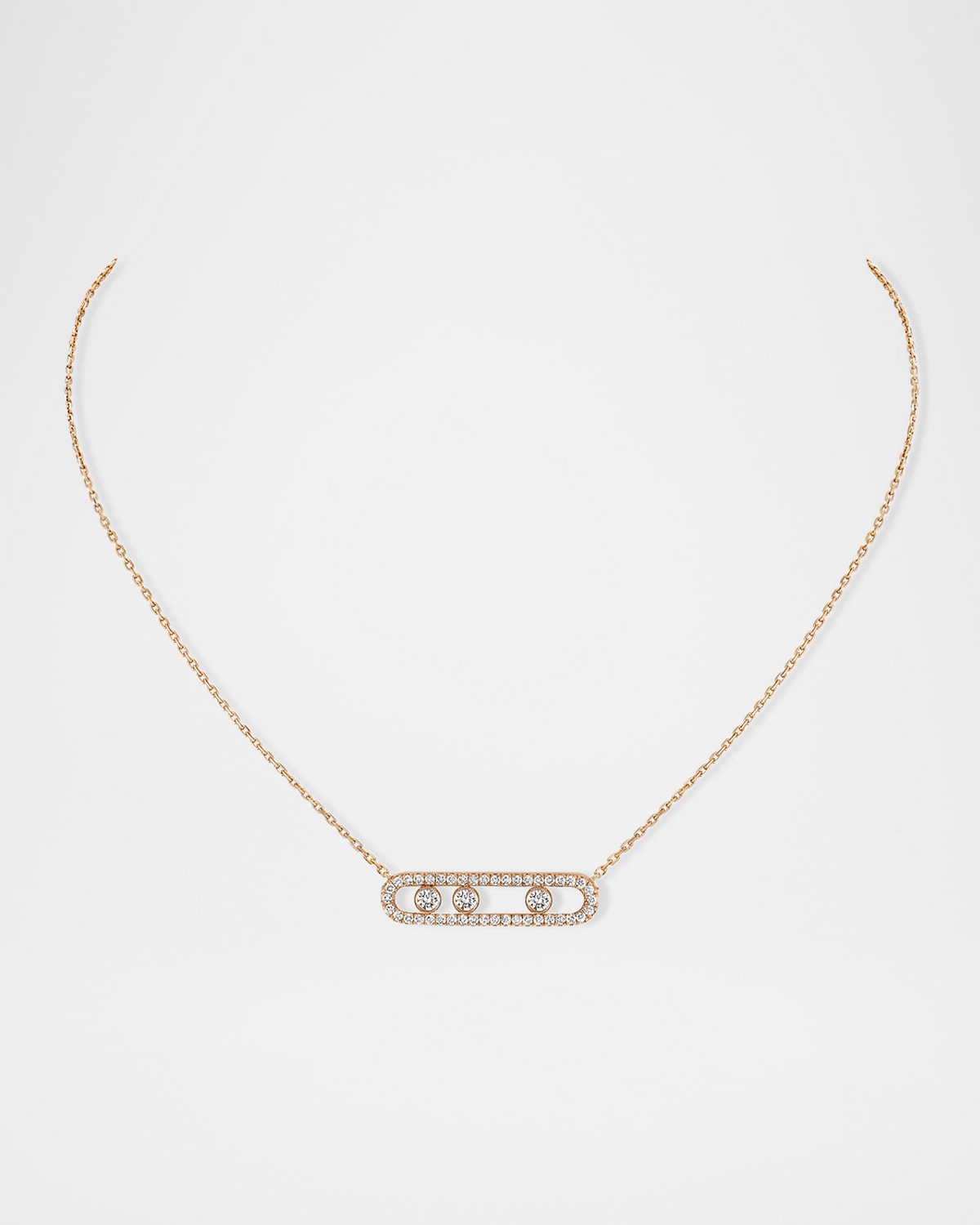 Messika Move Pink Gold Diamond Pave Necklace In 15 Rose Gold