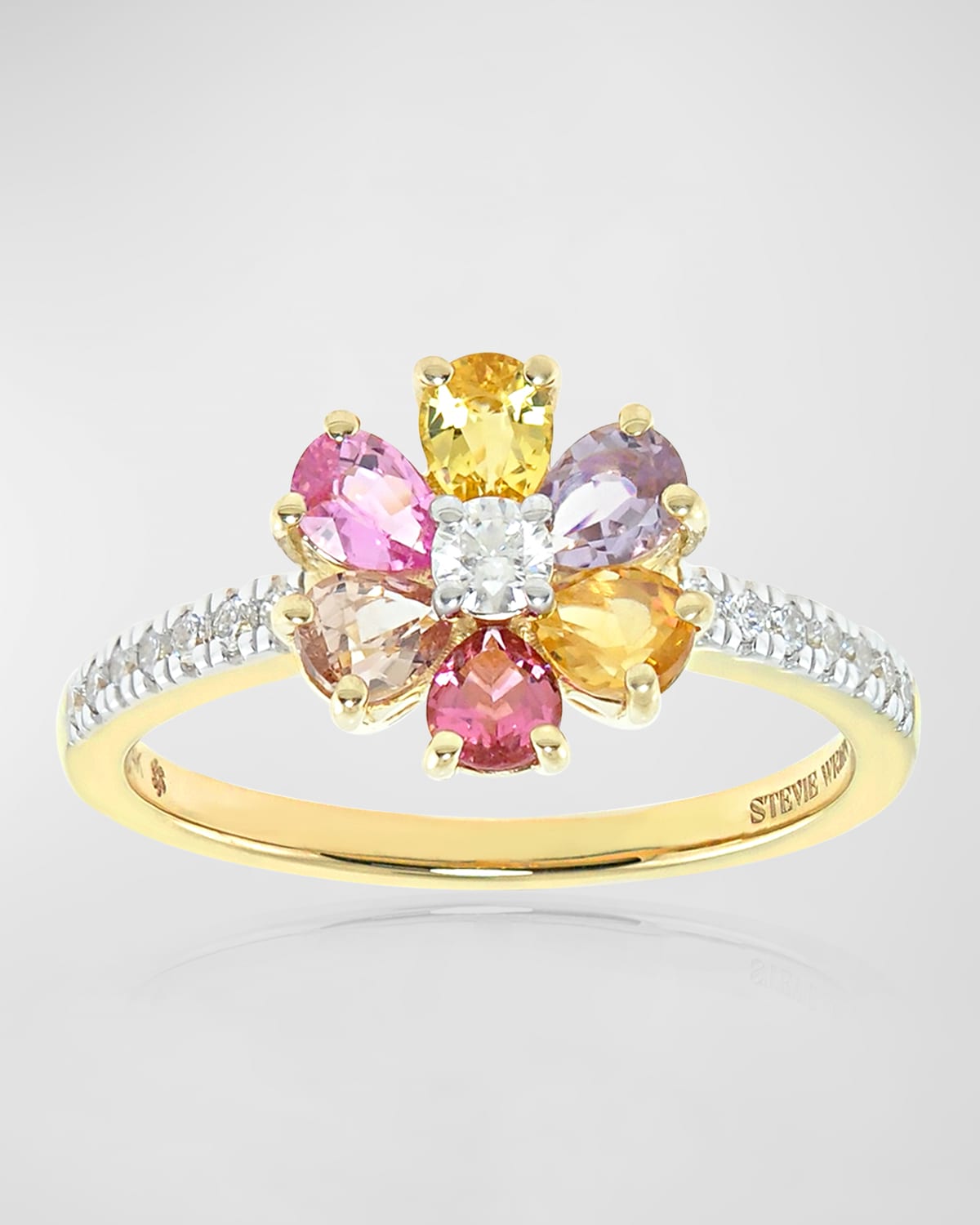 14k Gold Daisy Sunset Ombre Ring