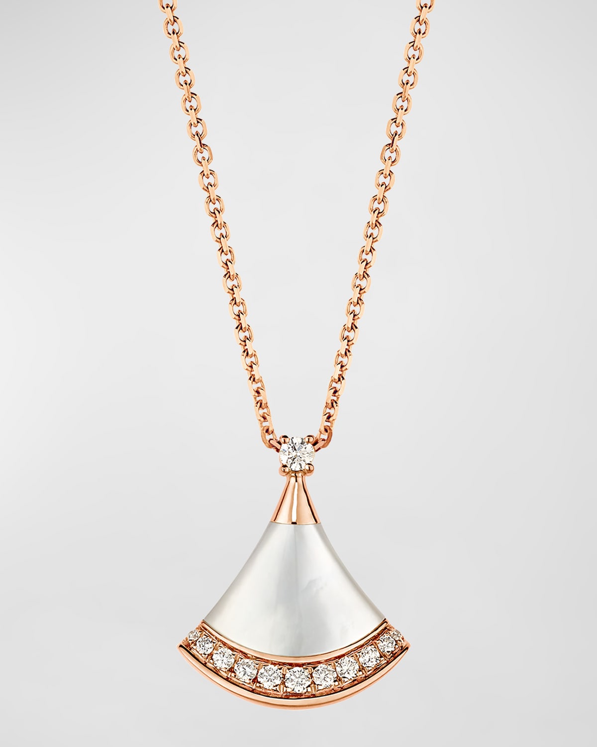 Divas' Dream Rose Gold Pendant Necklace with Mother-of-Pearl and Diamonds