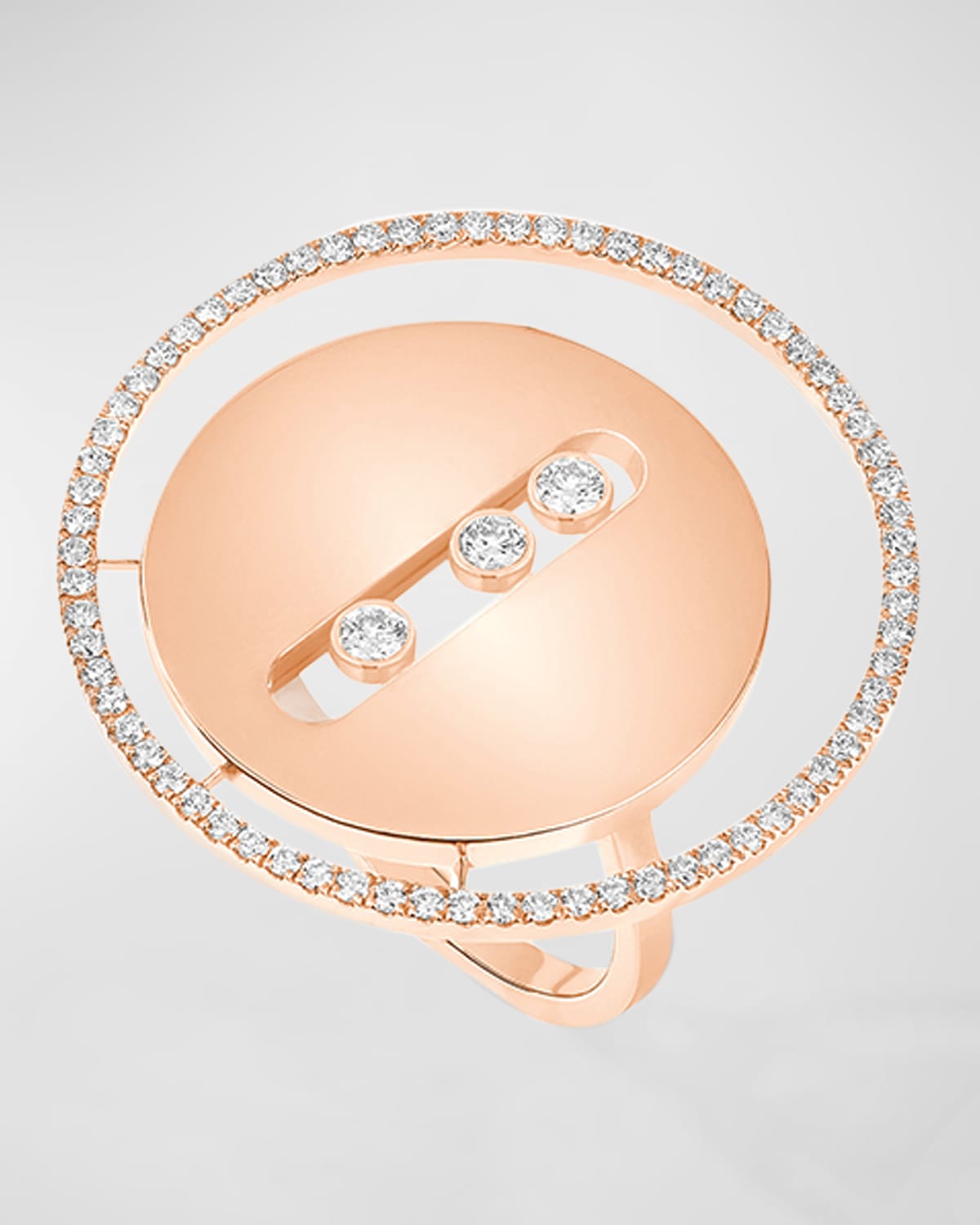Messika Lucky Move 18k Rose Gold 3-diamond Ring In 15 Rose Gold