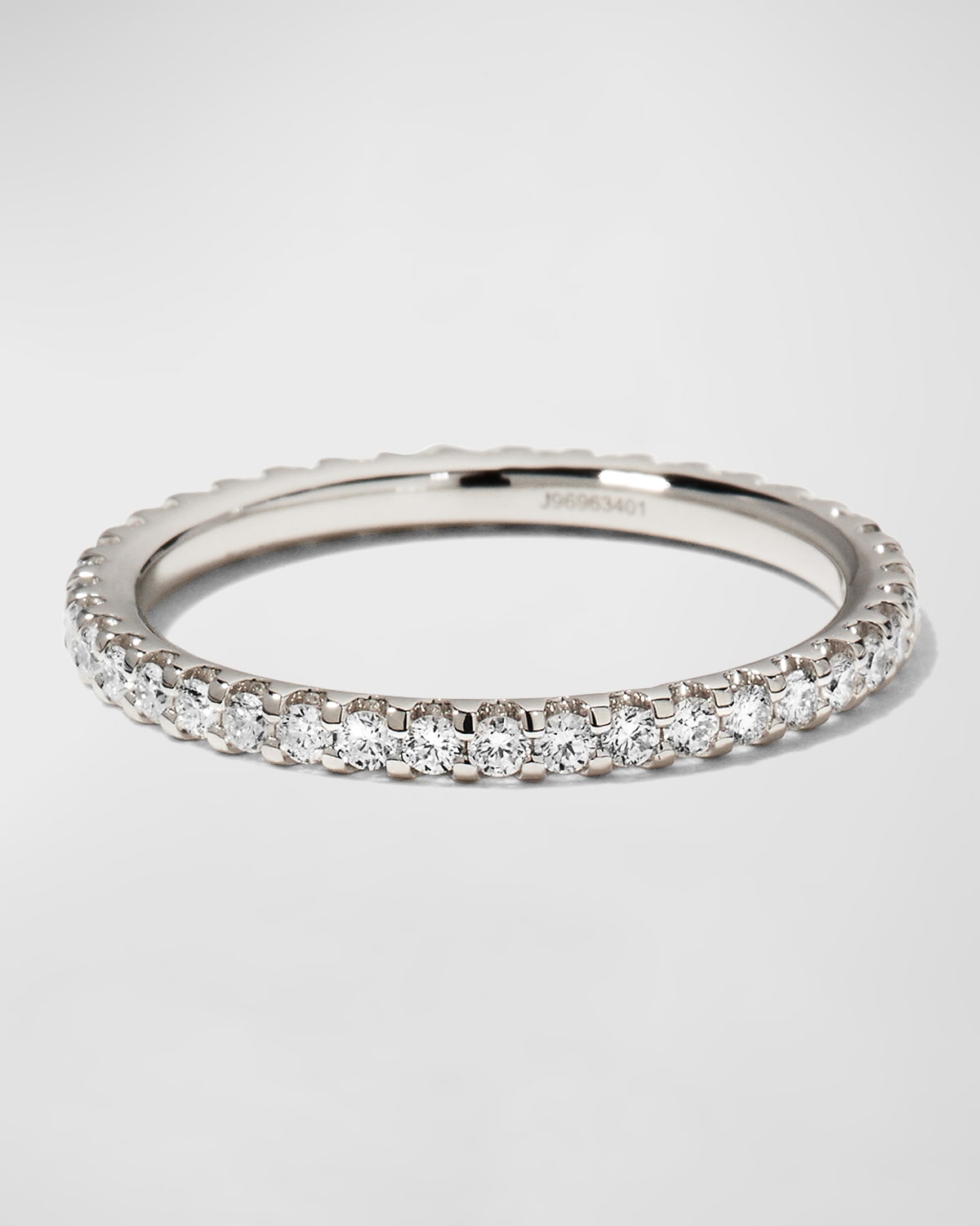 Platinum Round Diamond Eternity Ring, Size 6.5, 0.46-0.55tcw