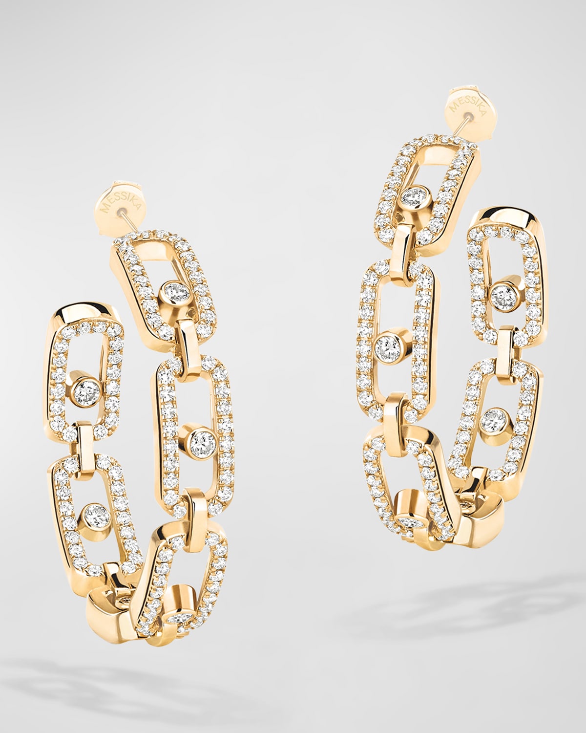 Messika Move Link 18k Yellow Gold Diamond Hoop Earrings In 05 Yellow Gold