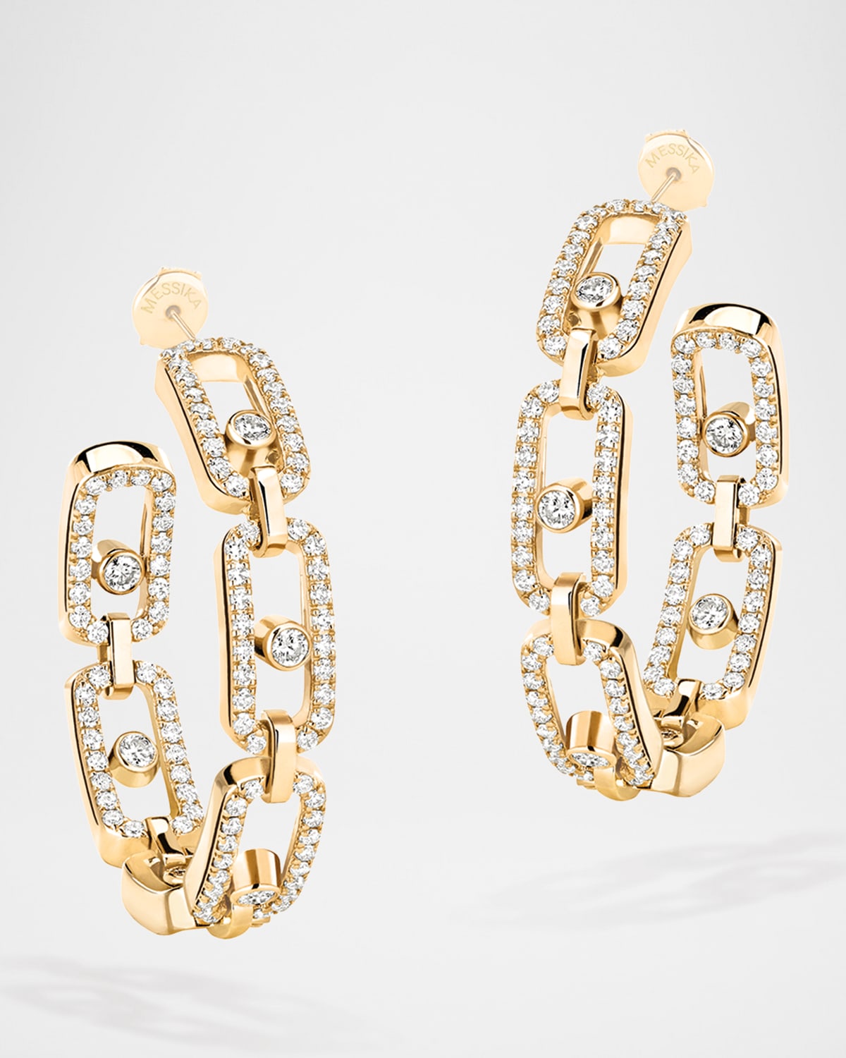 Messika Move Link 18k Yellow Gold Diamond Hoop Earrings In 05 Yellow Gold