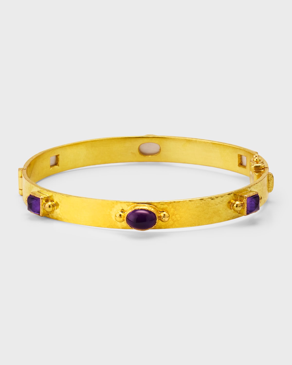 19K Yellow Gold Flat Ribbon Roberta Bangle with Amethyst